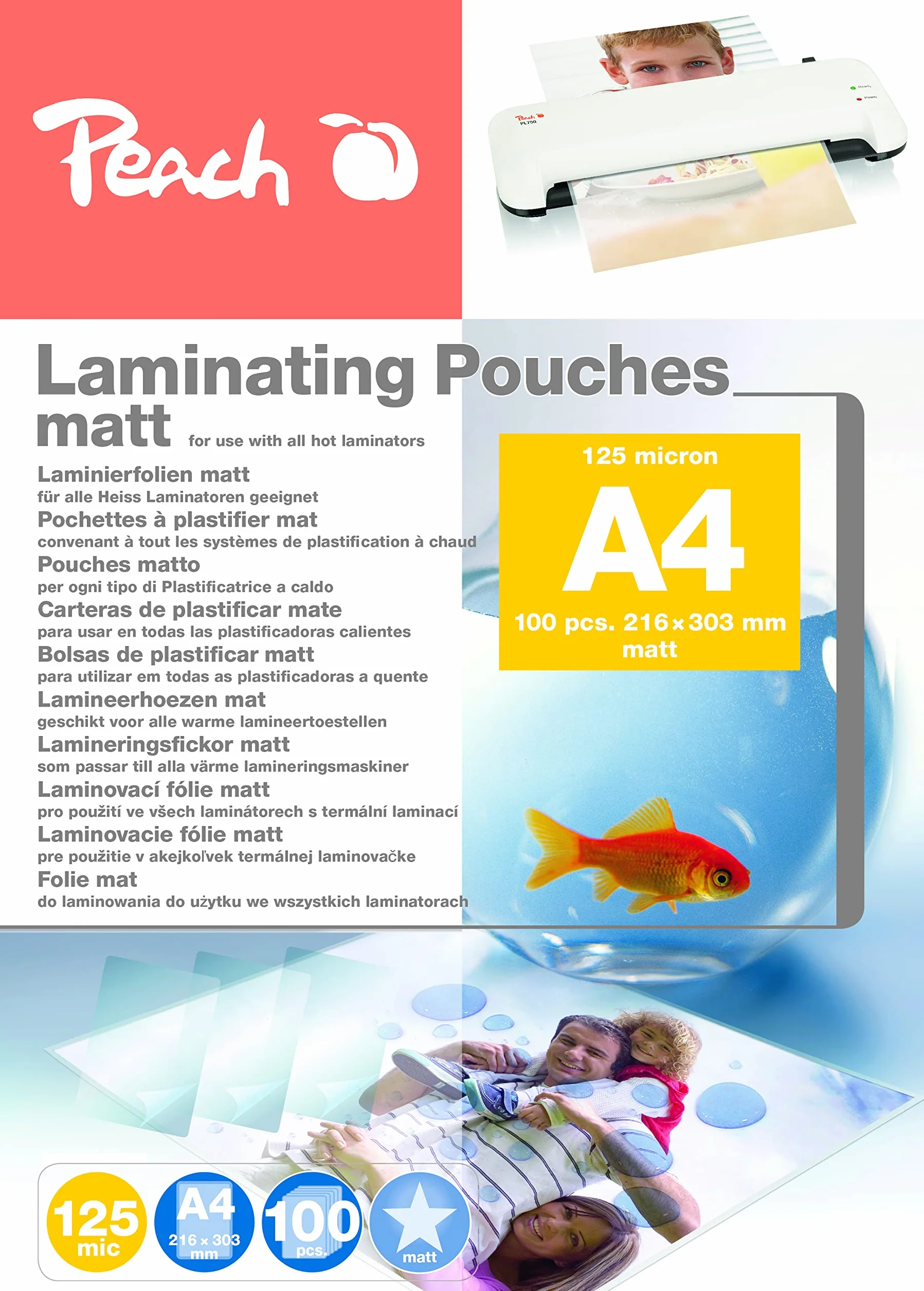 Pochettes de plastification A4 125 microns 100 pièces Mat Inscriptible
