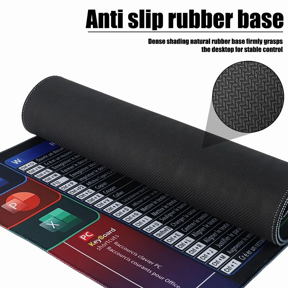Tapis de Souris 900x400 Raccourcis Clavier Français Excel/Office Imperméable