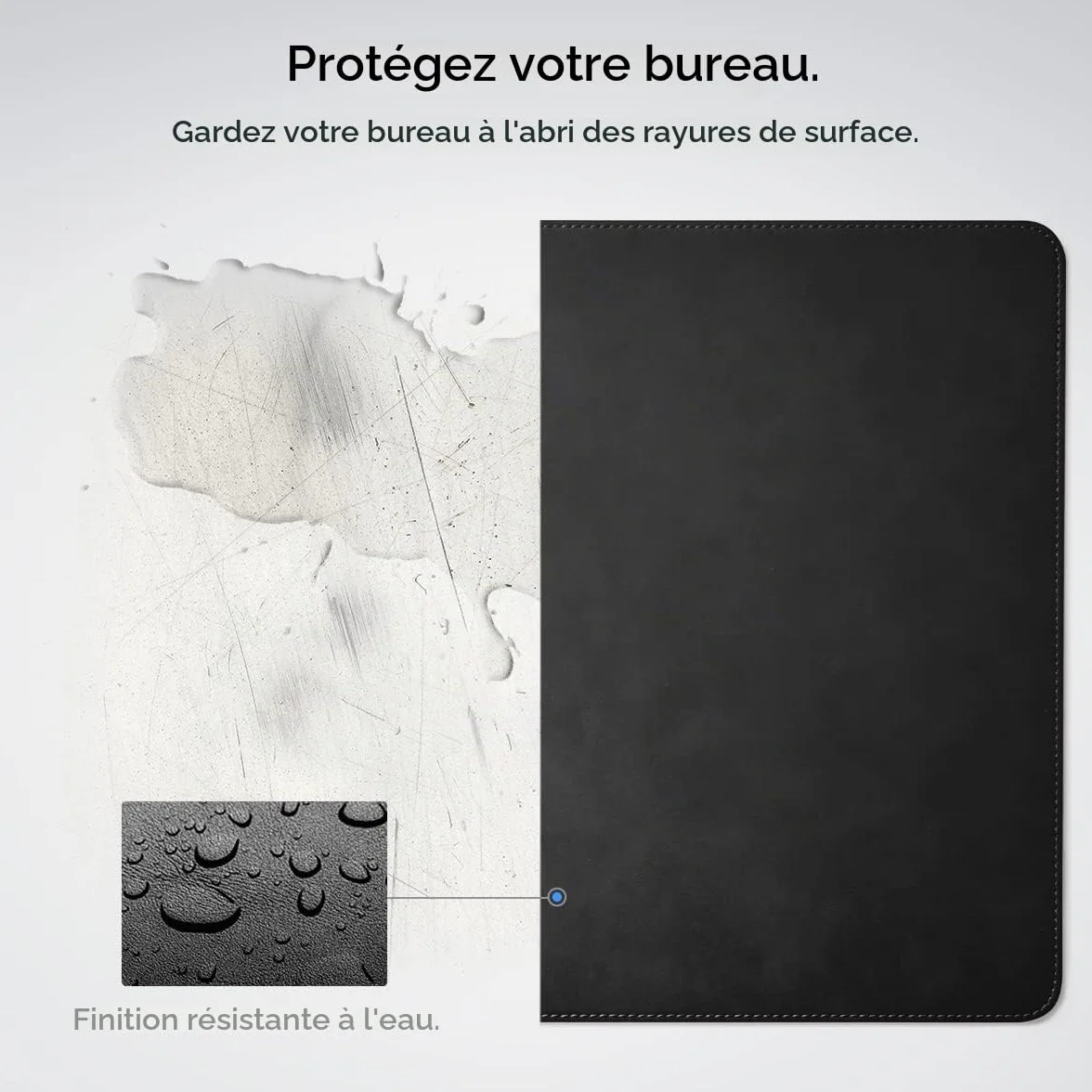 Spigen Tapis de Bureau Aimant Intégré Organisateur Câbles Sous-main Cuir PU Végan Tapis Souris XXL Imperméable Base Gomme Antidérapante Noir