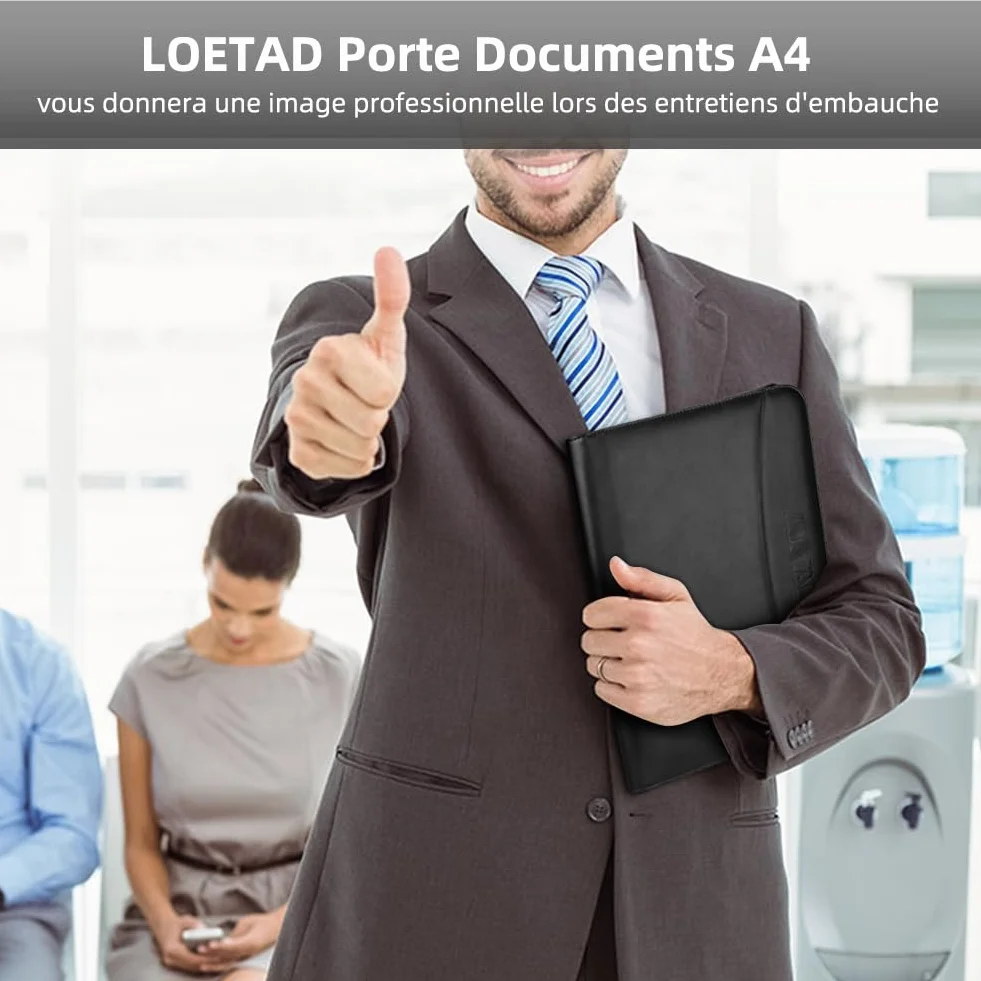 LOETAD Porte Documents A4 Homme Cuir Organiseur Bureau Support Presse-Papiers Poche Téléphone