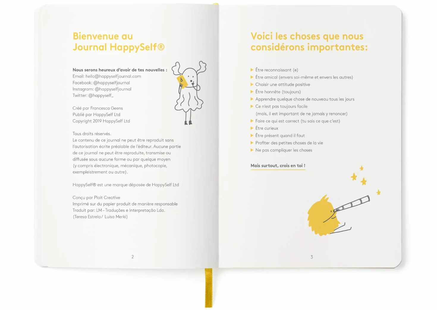 HappySelf Journal Quotidien 6-12 Ans Édition Française Enfants Jaune