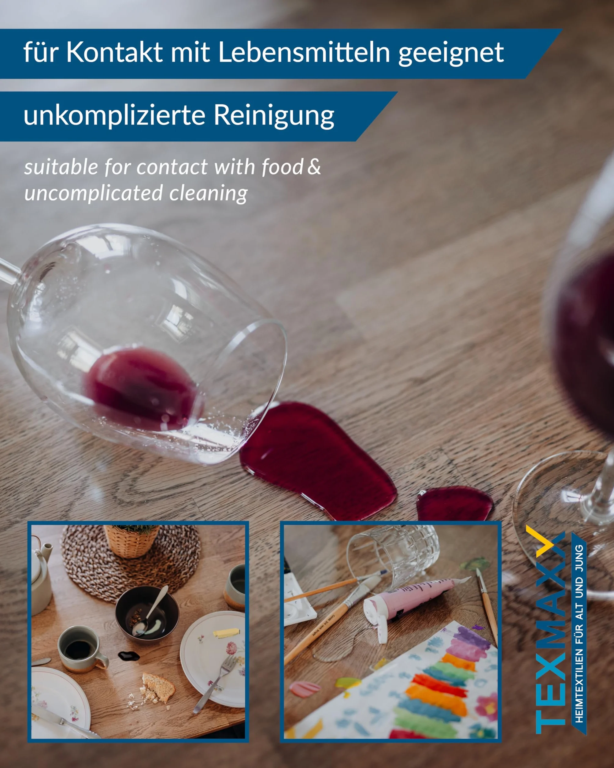 TEXMAXX Protection Table Transparent 2mm Bord biseauté Film PVC 90 x 160 cm