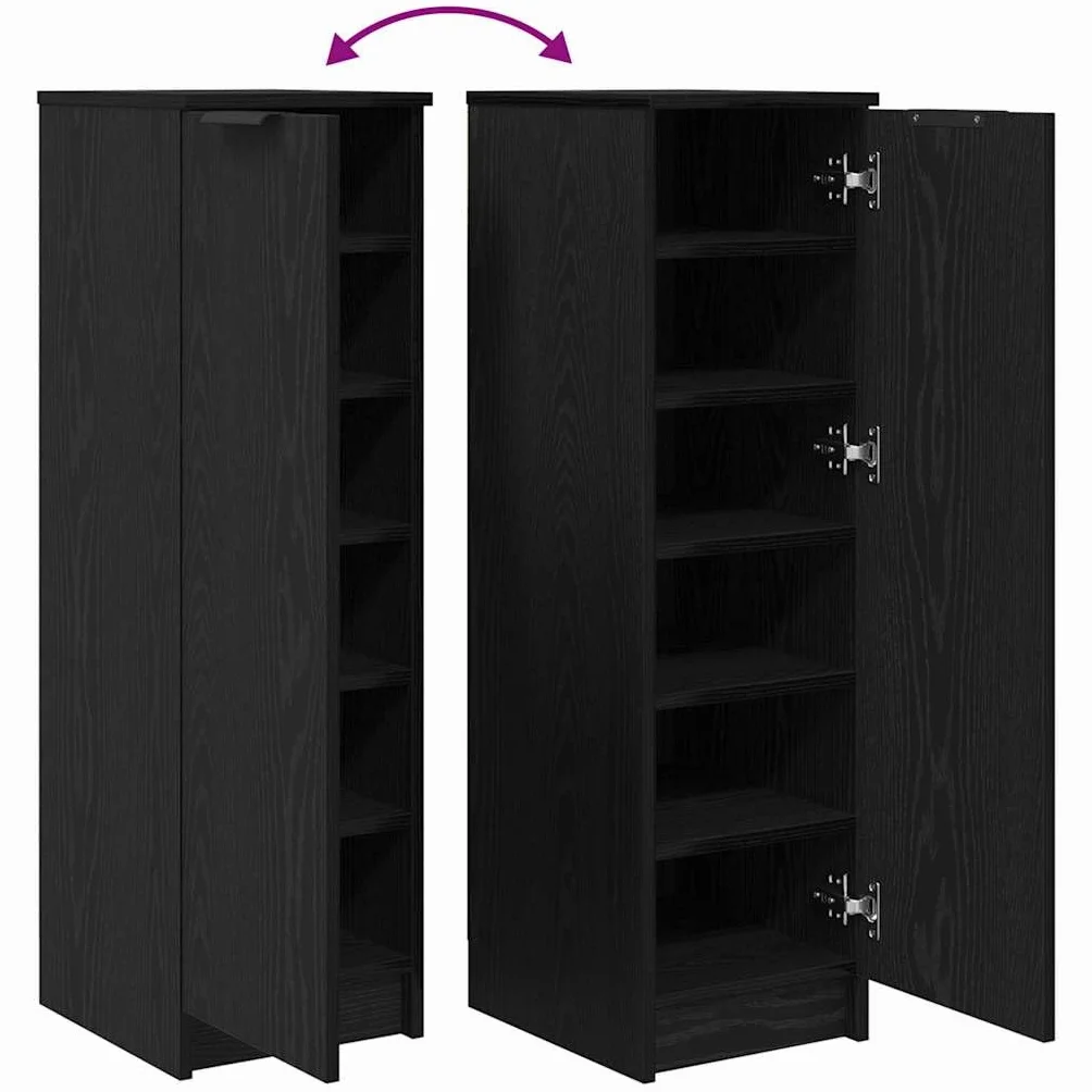 vidaXL Meuble à Chaussures Chêne Noir 29,5 x 35 x 101 cm Rangement Moderne