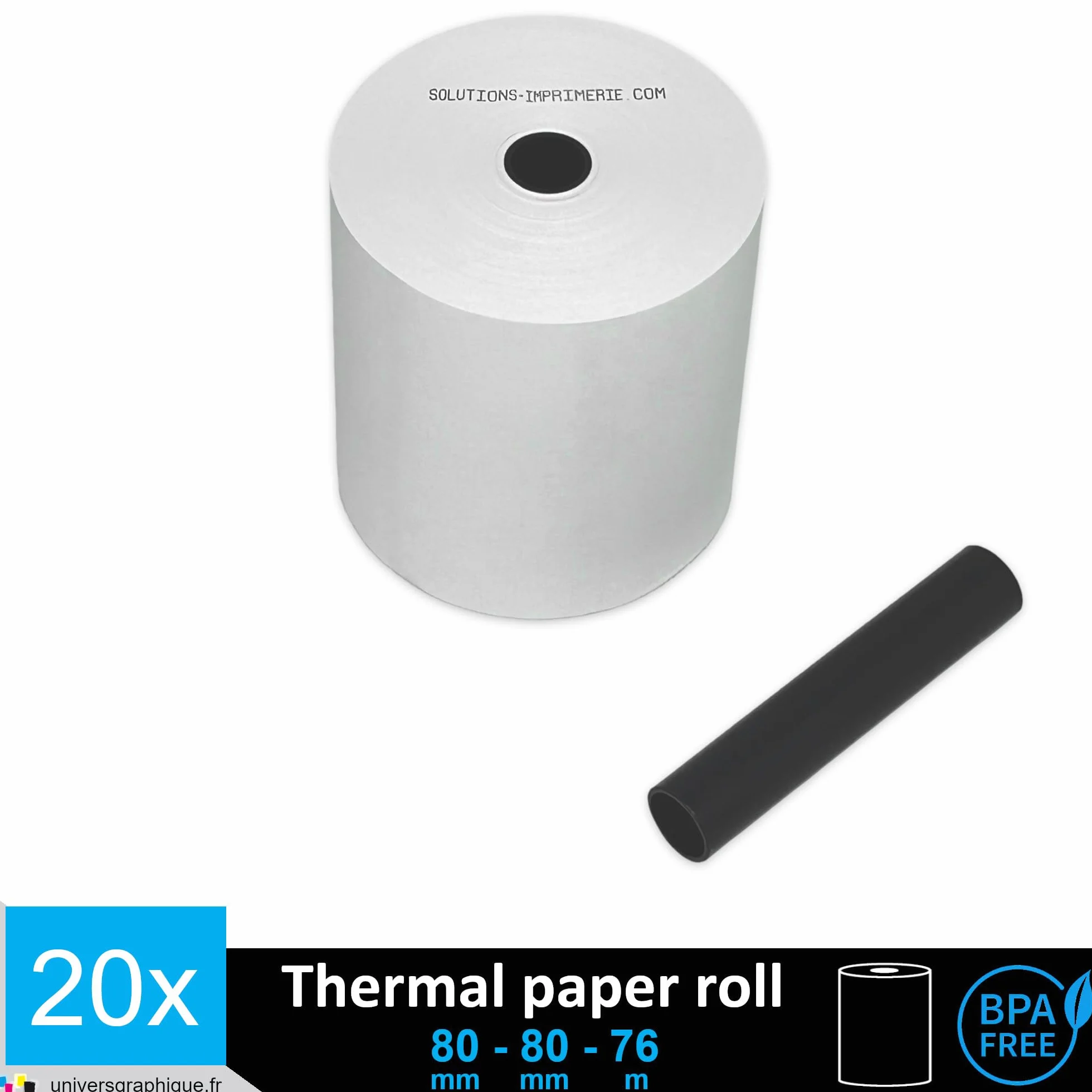 Bobines Papier thermique 80 mm pour EPSON TM-T20II SERIES WELQUIC recharge standard TPV rouleau 80 x 80 x 12 mm 50g