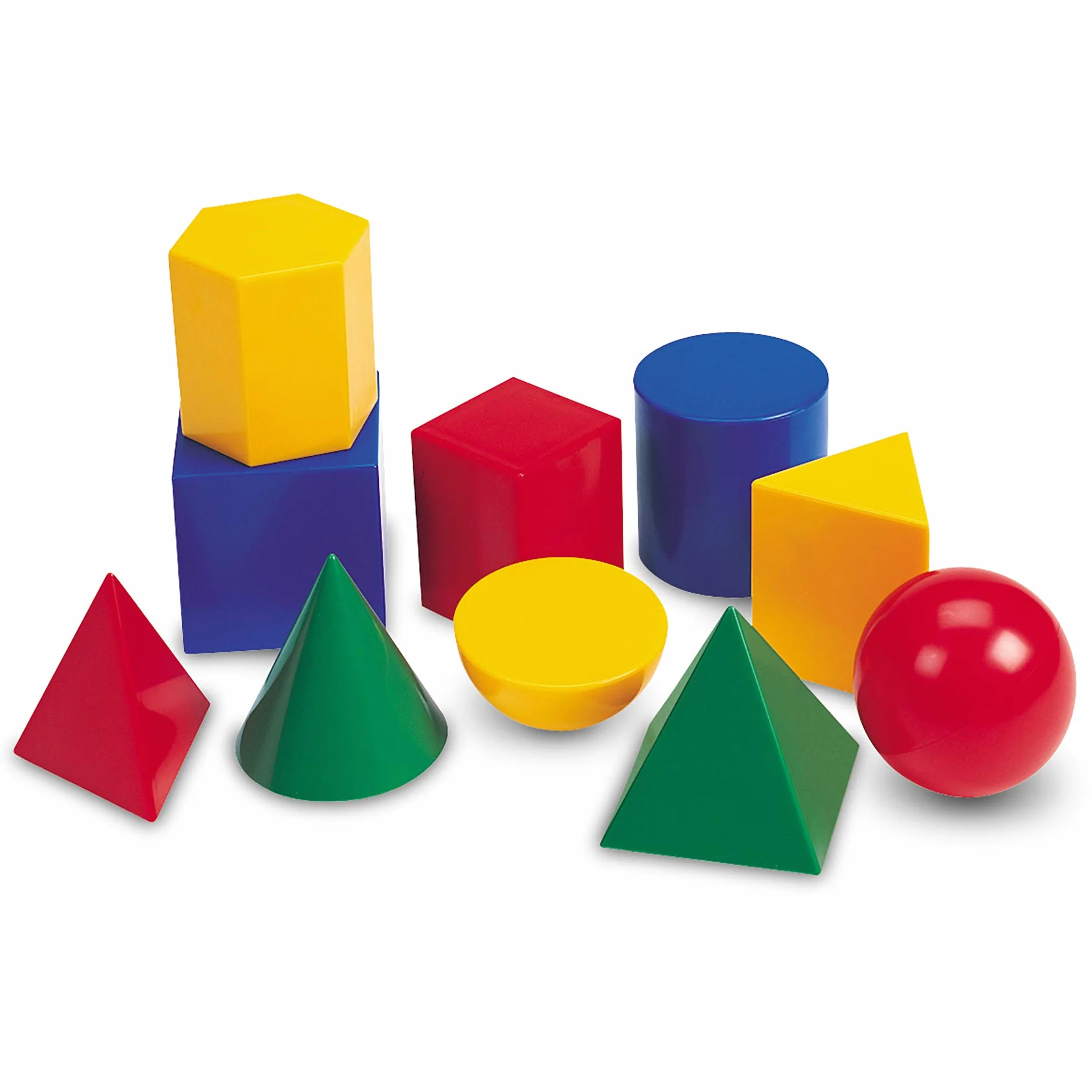 Learning Resources Solides Géométriques 3D Géants, Coffret 10 Pièces, Jouet STEM Enfants Multicolore