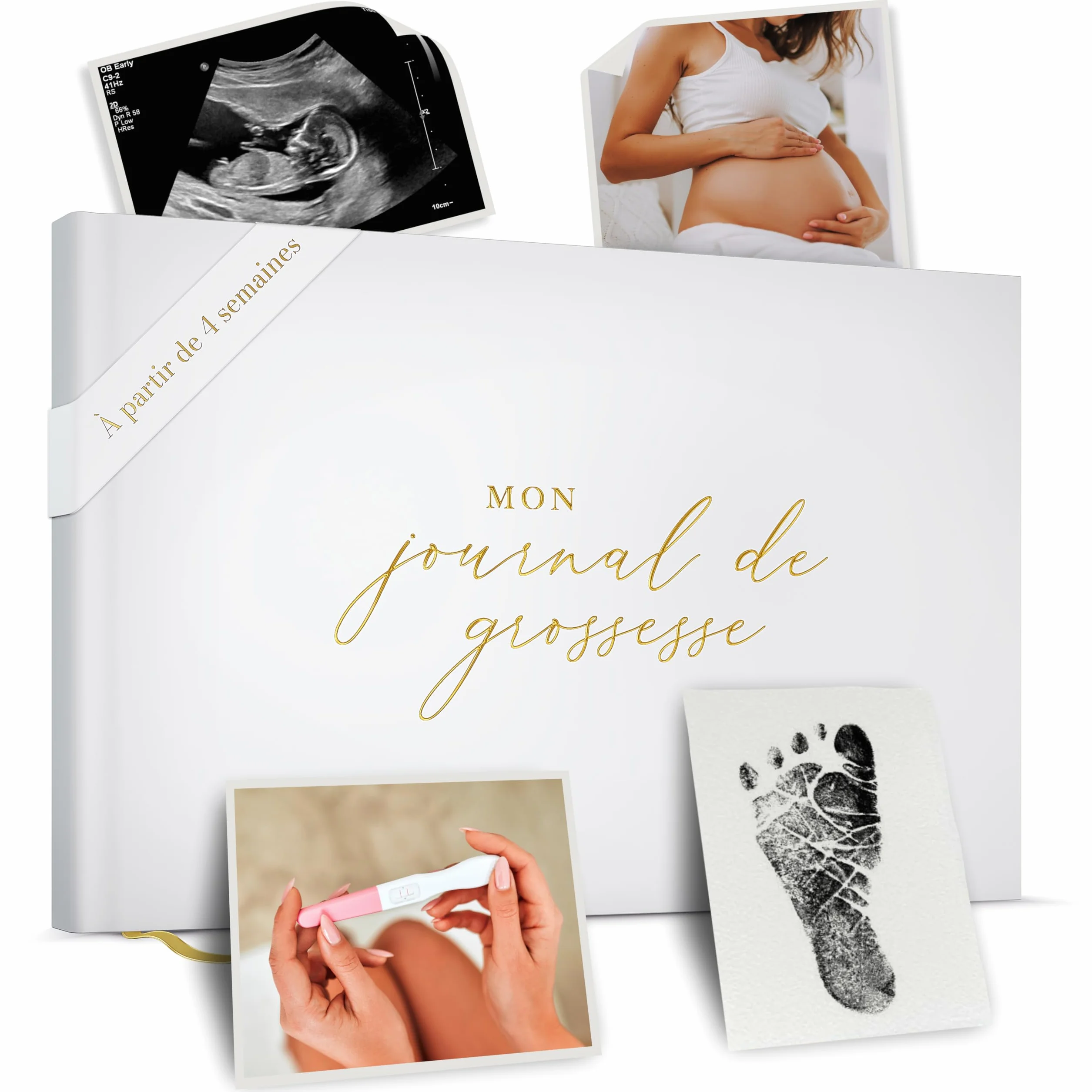 Journal de Grossesse de Luxe pour Futures Mamans - Carnet avec Calendrier, Scrapbook, Check-list, Organisateur et Livre de Naissance (Doré)