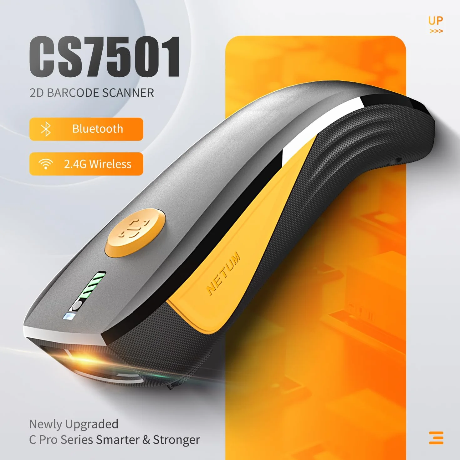 NETUM CS7501 Bluetooth QR Scanner 1D 2D Portable sans Fil Lecteur de Codes-Barres pour Gestion des Stocks