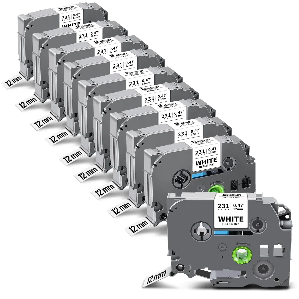 10 Pack 12mm Ruban Compatible avec TZe-231 Tze231 Tzc231 Tz231 pour Tze 12mm 0.47 laminated Tape Cassette pour Brother P-touch Etiqueteuse PT-H105 PT-H110LB PT-H107 H100R E110 D410 D210 1000