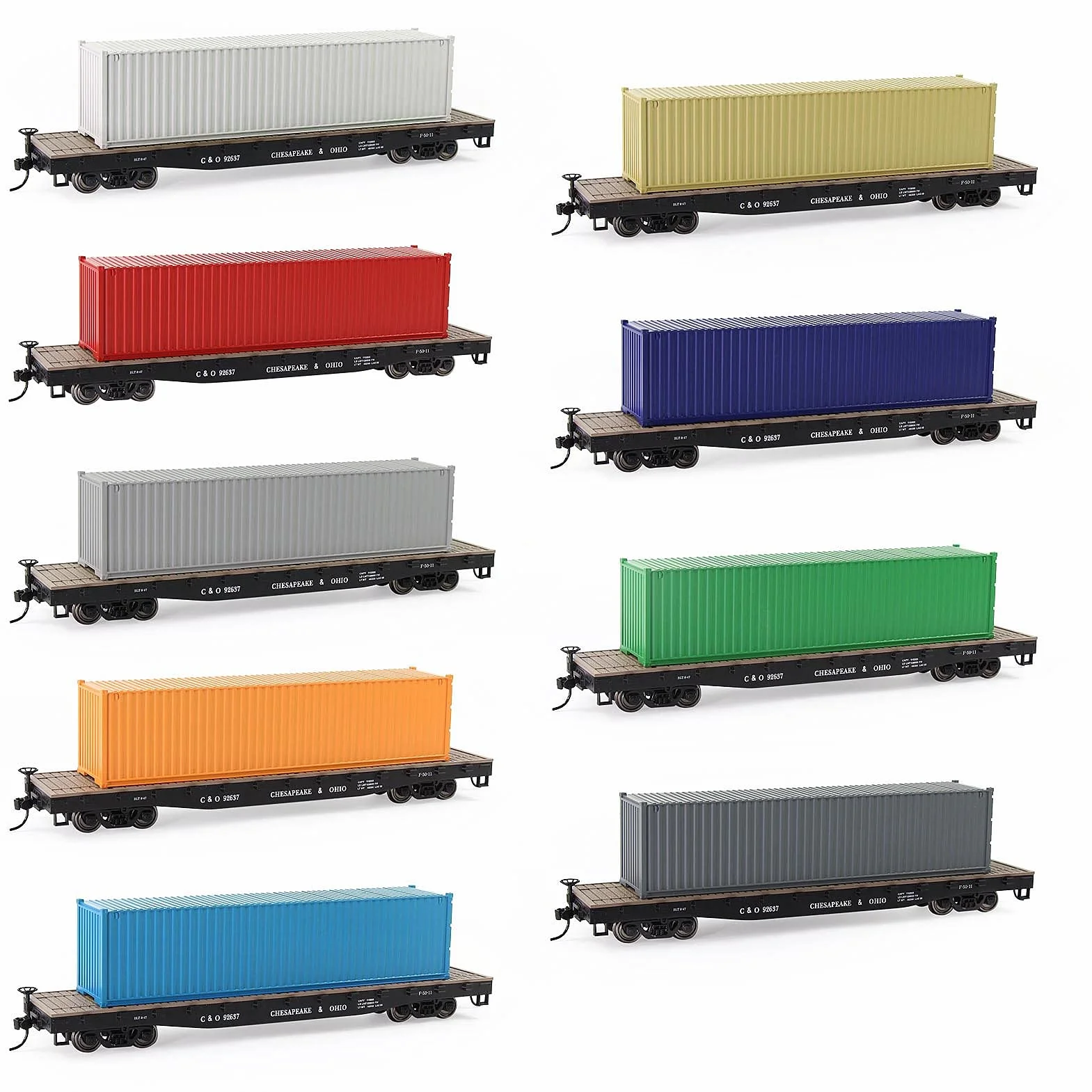Evemodel Lot de 9 boîtes d'expédition vierges colorées 12,2 m, calibre 1:87, côté nervuré