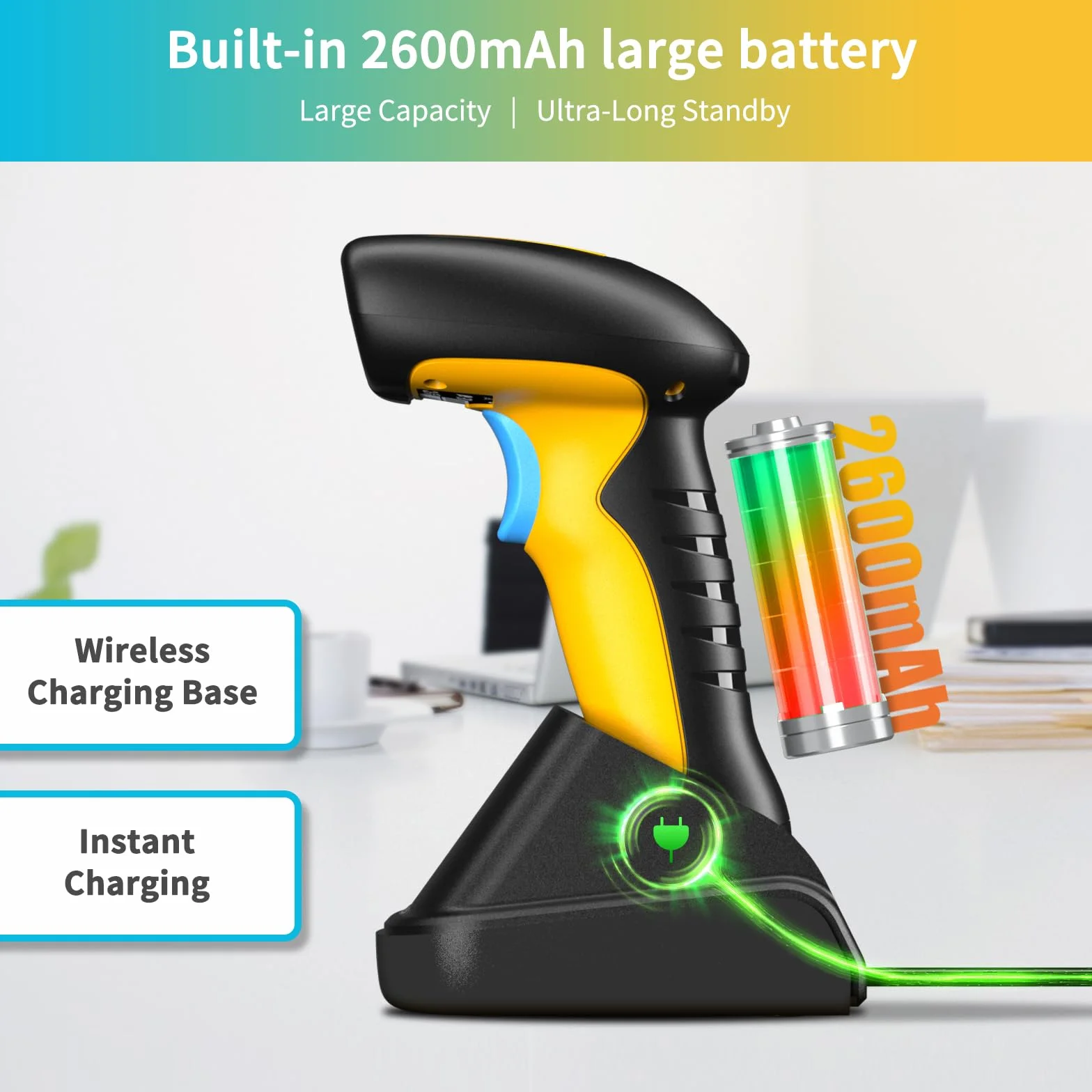 NETUM Scanner Industriel de Codes-Barres Bluetooth RD-1200 1D/2D sans Fil 2600 mAh Résistant Chocs