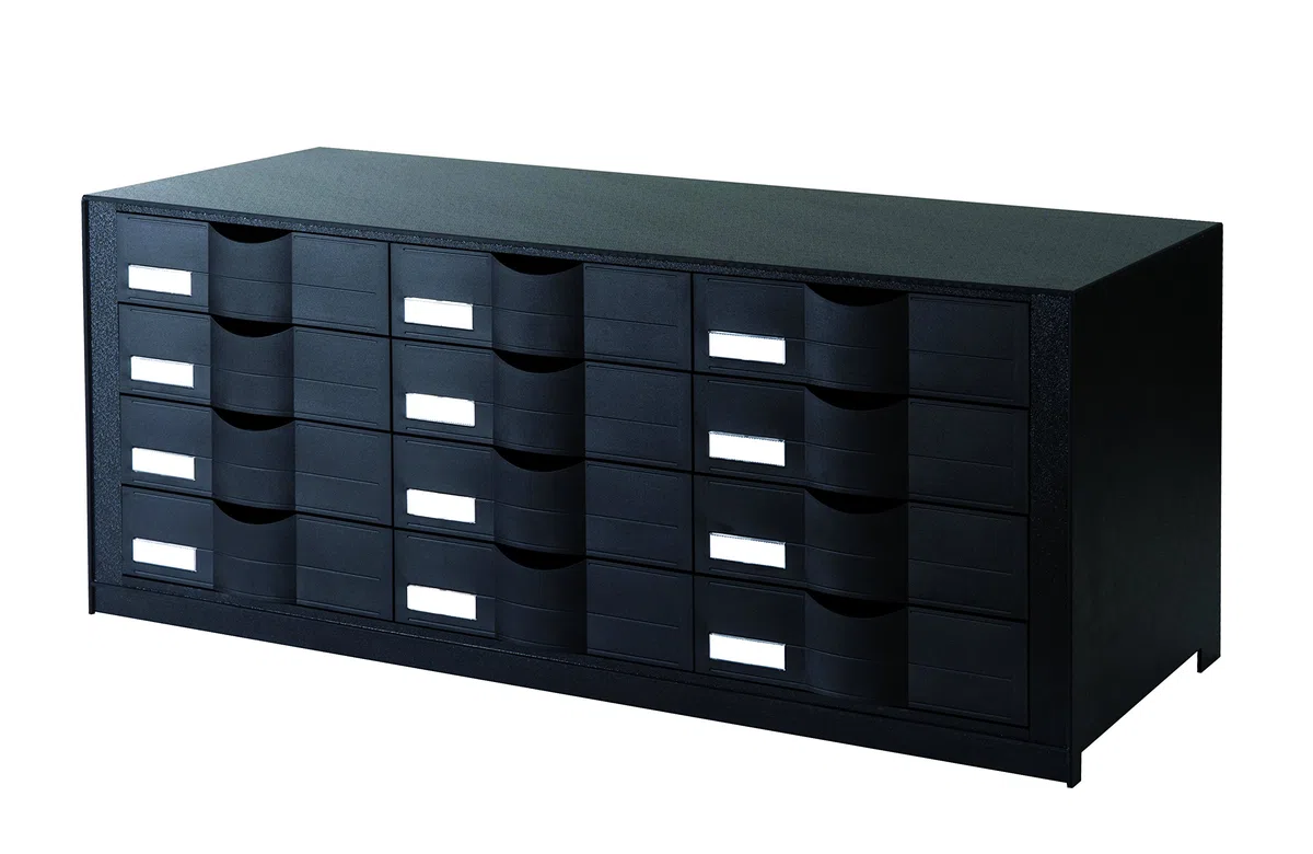 PAPERFLOW 13812 Module Classement Po Lystyrène 12 Tiroirs 240x320mm 329x342x813mm Bleu