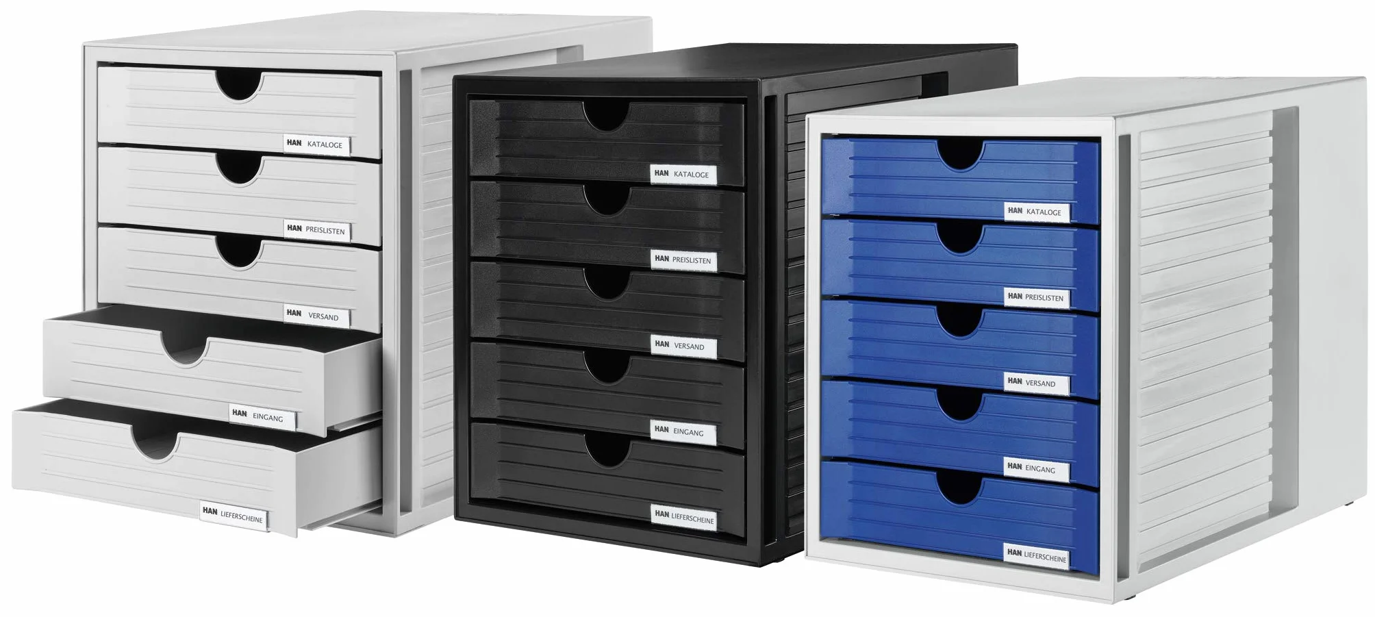 HAN 1450-14 Module de rangement 5 tiroirs fermés pour C4, PS 275 x 320 x 330 mm (Gris clair/bleu) (Import Allemagne)