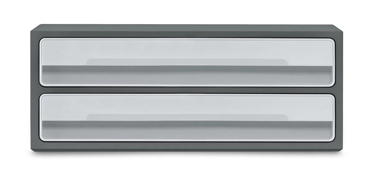 CEP Support d'écran PC ordinateur Module de Rangement 2 Tiroirs Réhausseur de moniteur MoovUp Gris Plastique Recyclé