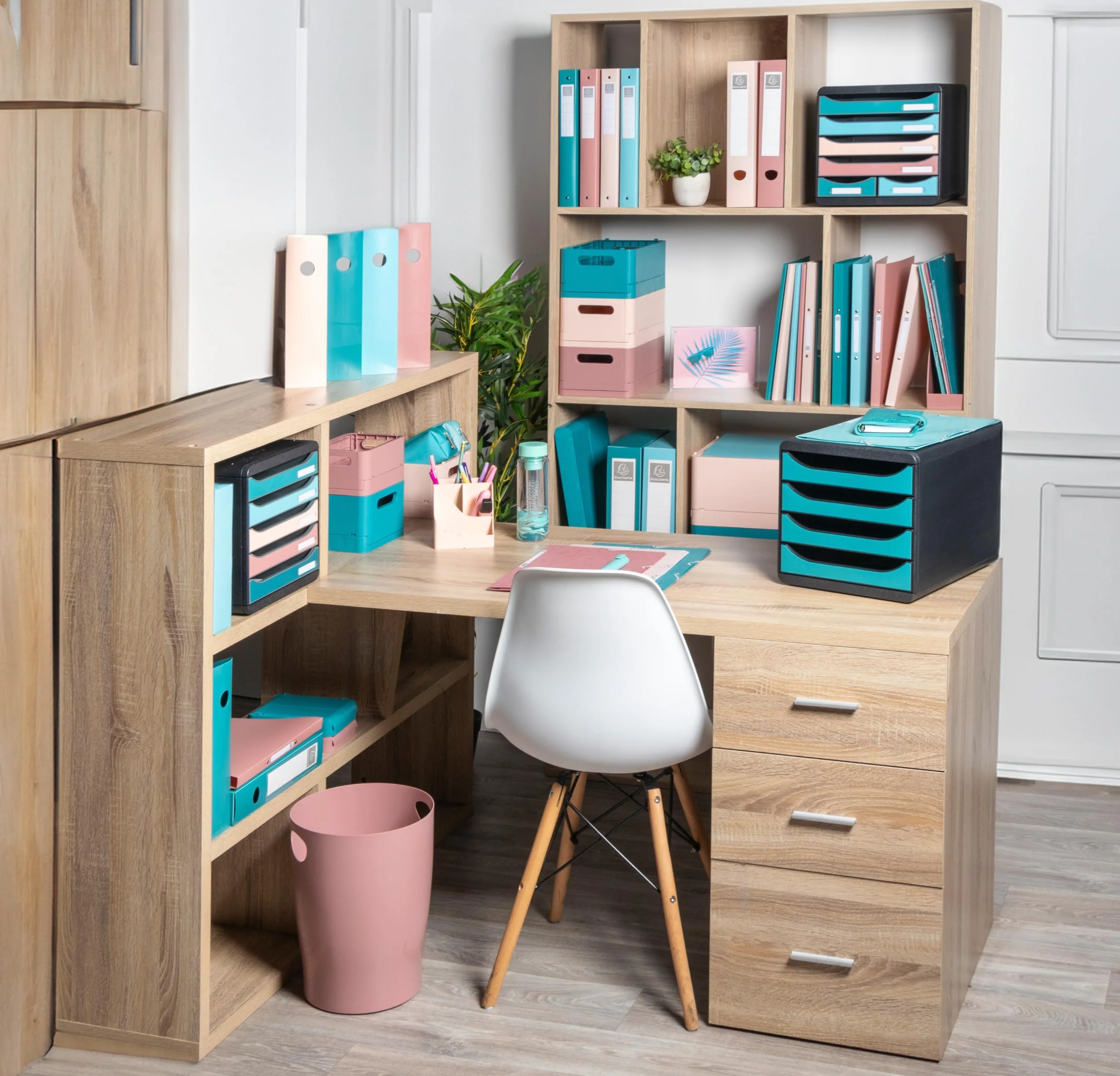 Exacompta - Réf. 312606D - BIG-BOX maxi Skandi - 1 Caisson 4 tiroirs pour document A4+ et 2 petits tiroirs pour ranger des ustensiles de bureau - Dimensions extérieures : P 34,7 x l 27,8 x H 27,1 cm