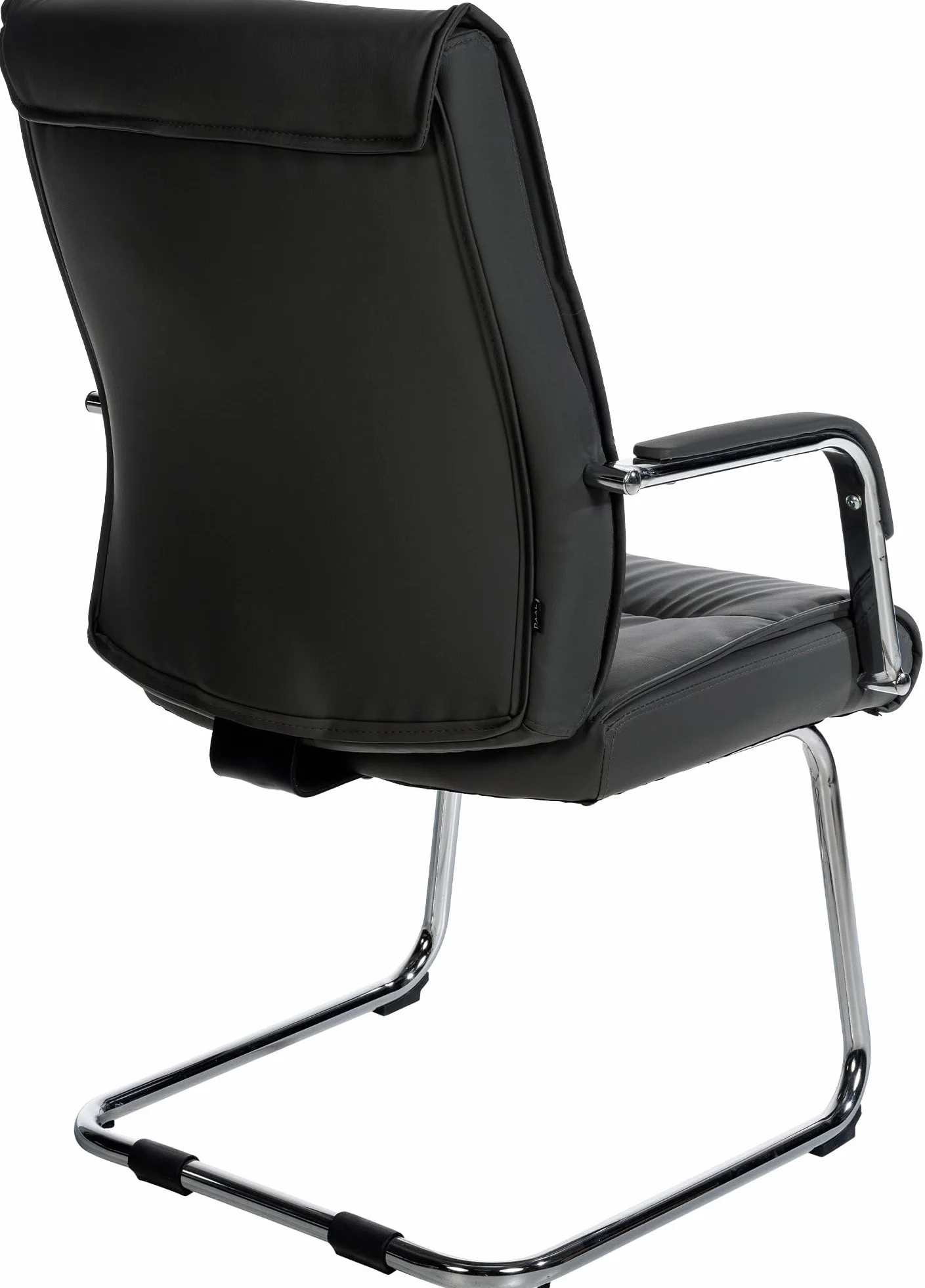 CLP Chaise Visiteur Sievert en Similicuir avec Accoudoirs | Fauteuil Luge sur Pičtement en Métal I Assise Et Dossier Rembourrés, Couleur:Noir