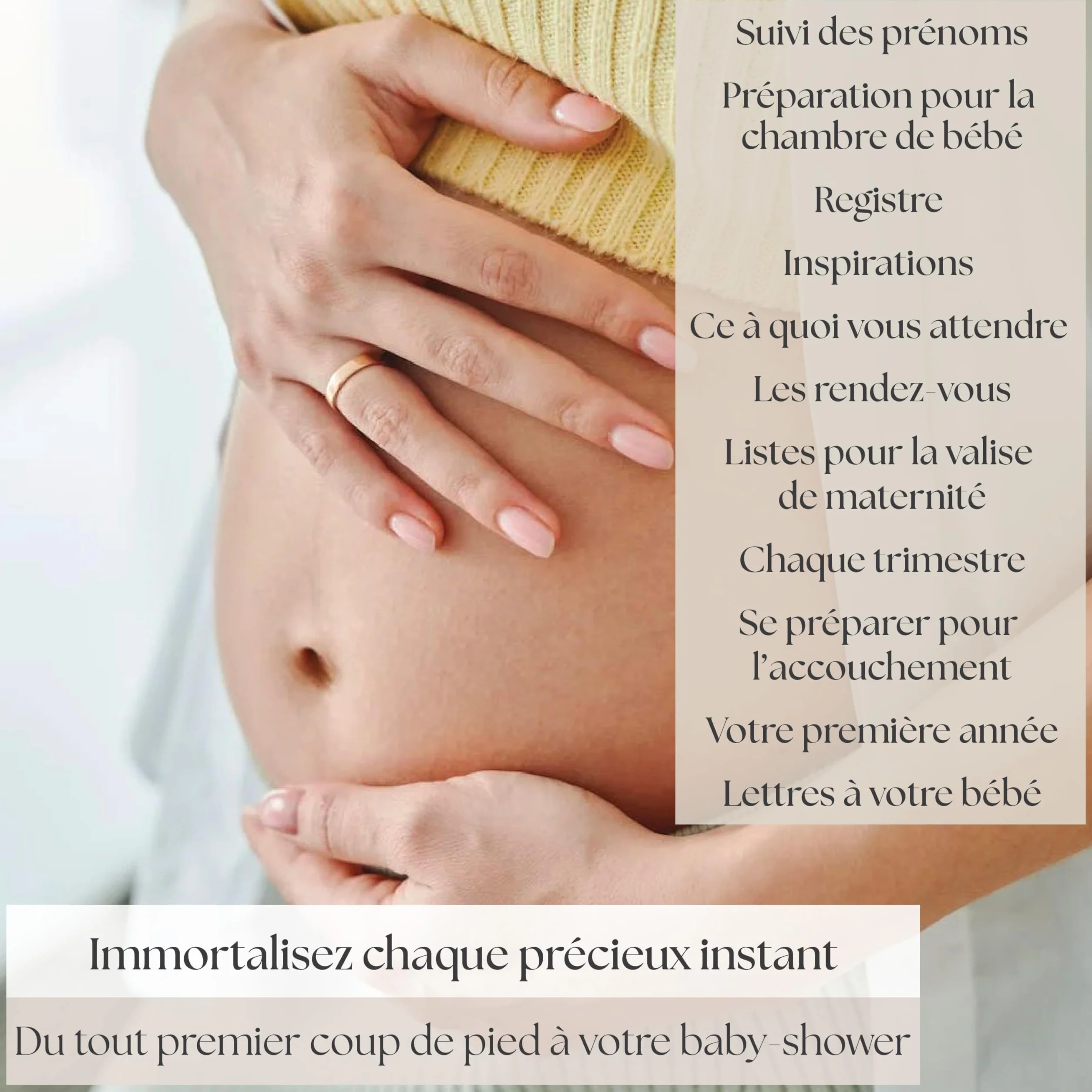 Journal de Grossesse de Luxe pour Futures Mamans - Carnet avec Calendrier, Scrapbook, Check-list, Organisateur et Livre de Naissance (Doré)