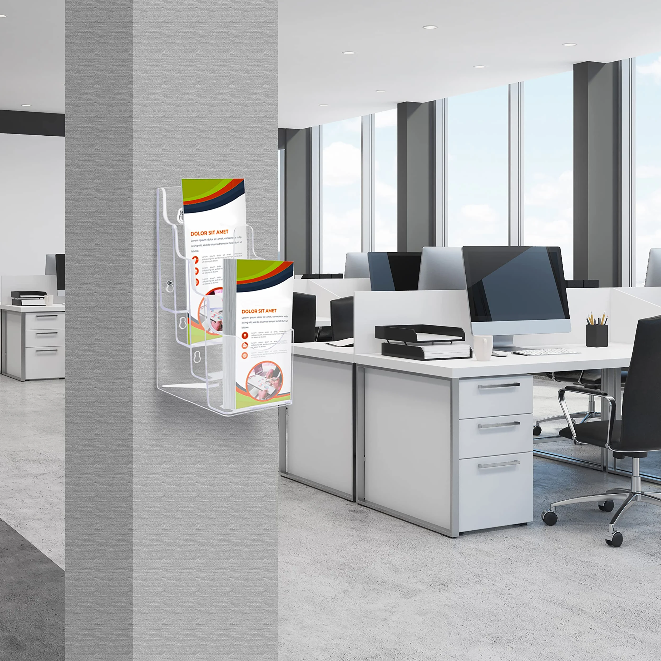 Belle Vous Presentoir Acrylique Transparent Lot de 2 - Banette Murale Portrait 4 Niveaux pour Livrets Brochures Menus