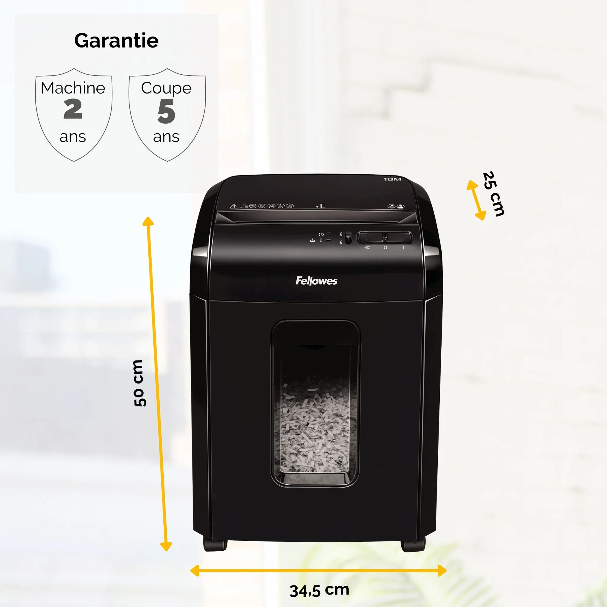 Fellowes Powershred 10M destructeur de papier micro-coupe 10 feuilles DIN P5 corbeille 19L