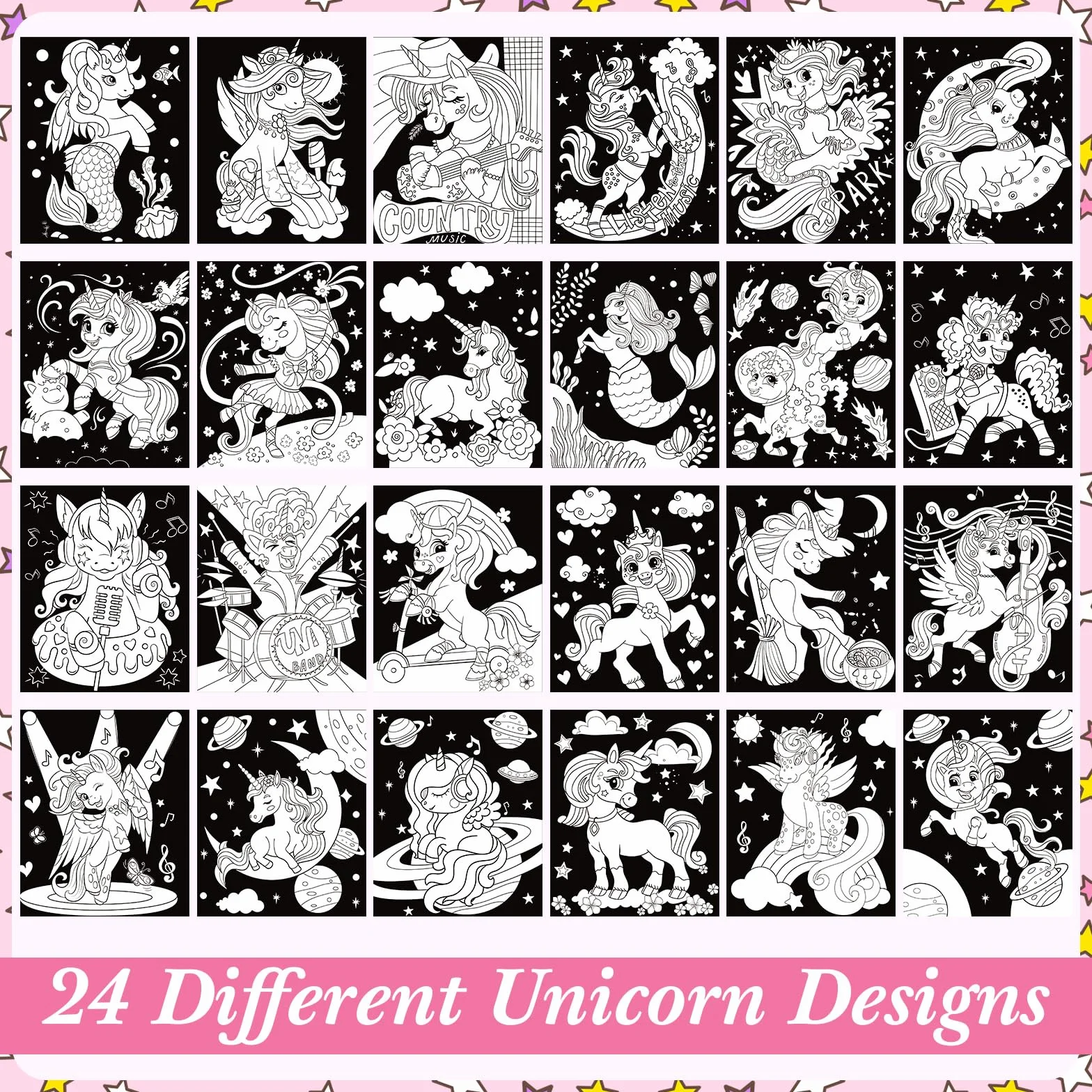 Zhanmai Lot de 24 Affiches à Colorier en Velours Licorne pour Enfants