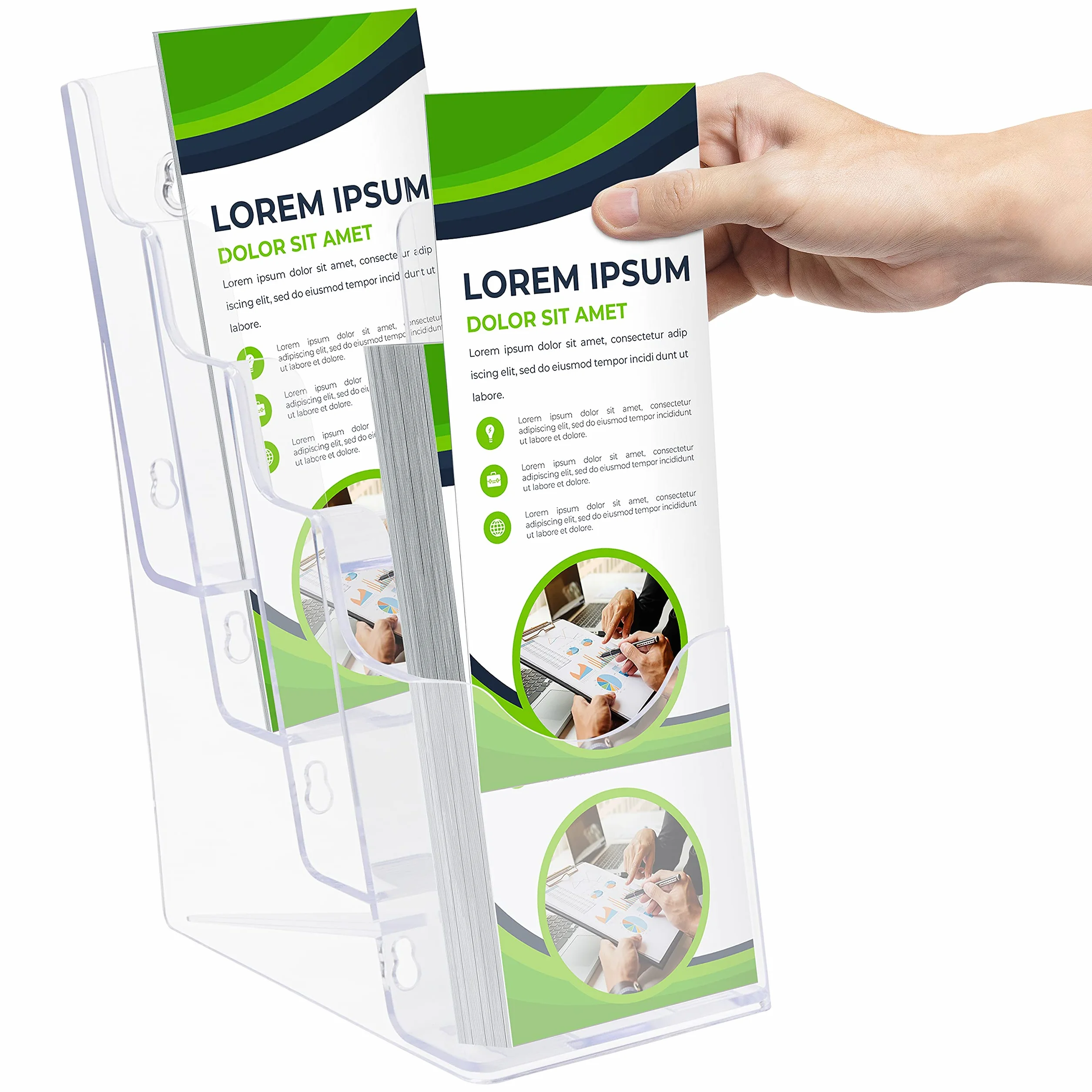 Belle Vous Presentoir Acrylique Transparent Lot de 2 - Banette Murale Portrait 4 Niveaux pour Livrets Brochures Menus