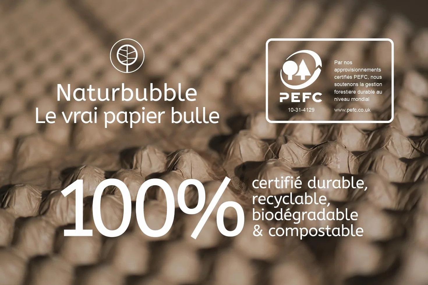 Papier Bulle Écologique Kraft 100 Feuilles 60×40cm - Emballage Colis Déménagement - Recyclable Biodégradable
