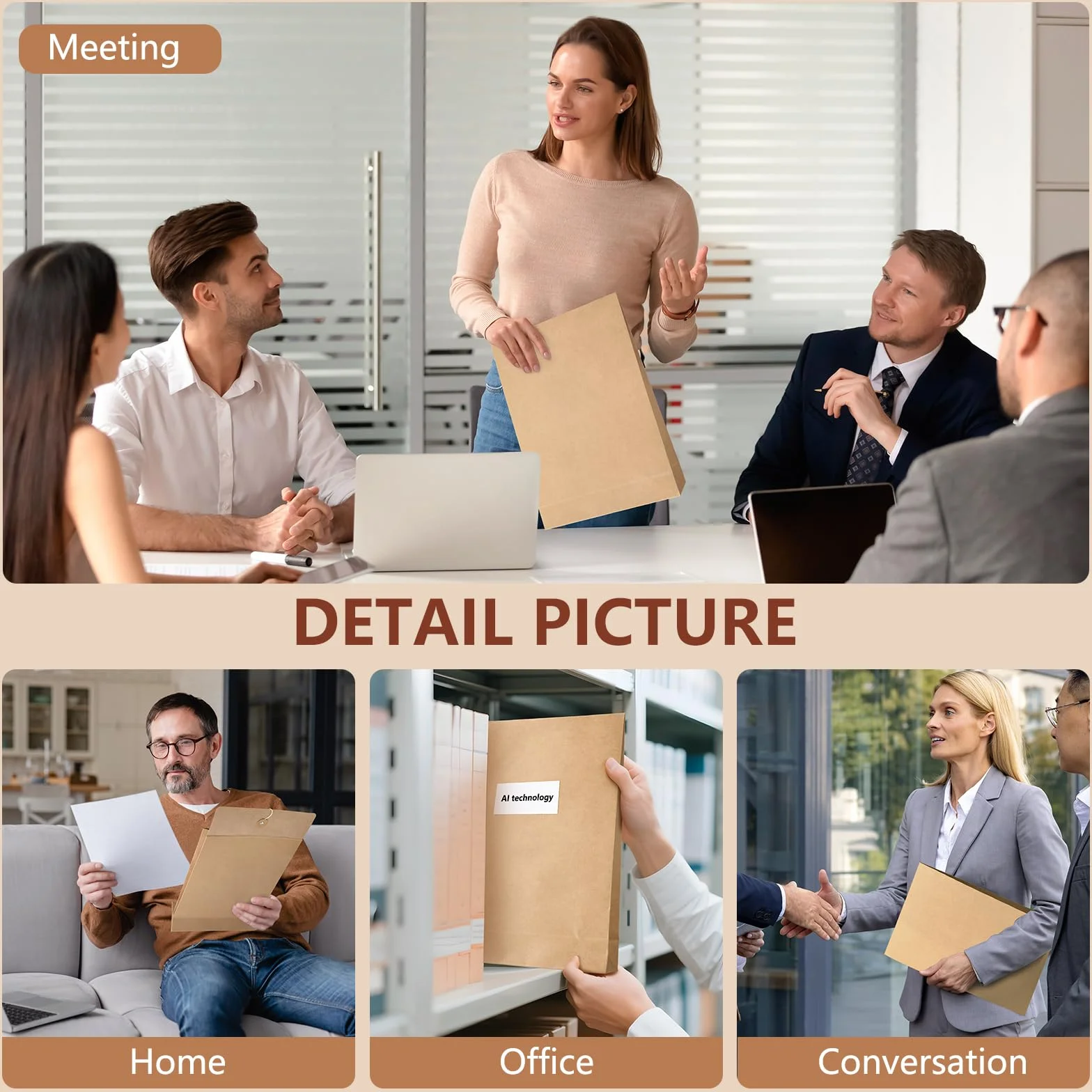 Enveloppes extensibles à soufflet en papier kraft, lot de 25, 23,9 x 33,5 cm pour documents d'affaires