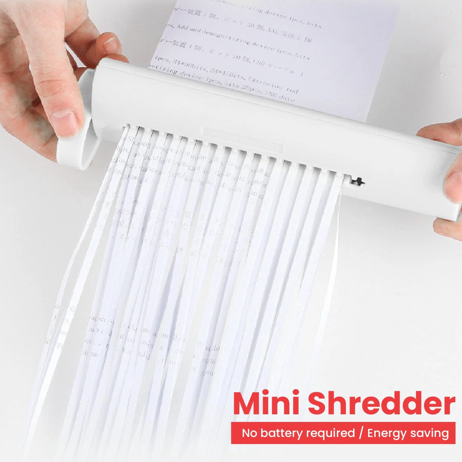 BRRNOO Handy Paper Shredder Portable Manual Document Shredder ABS Blanc