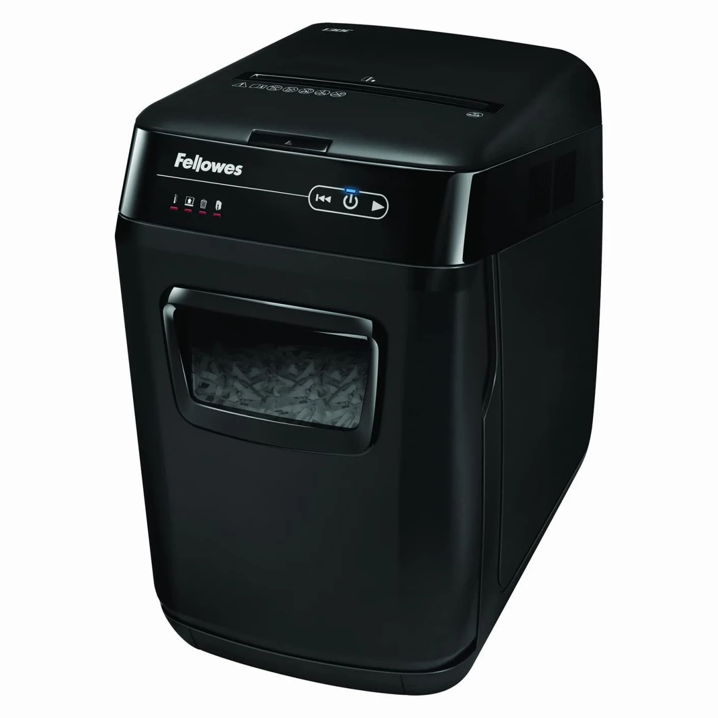 Fellowes Destructeur de Documents Automatique AutoMax 150C, Coupe Croisée, Sécurité DIN P-4, 150 Feuilles, Corbeille 32L, Professionnel, Auto Reverse, Silencieux, Mise en Veille Automatique, 4680101
