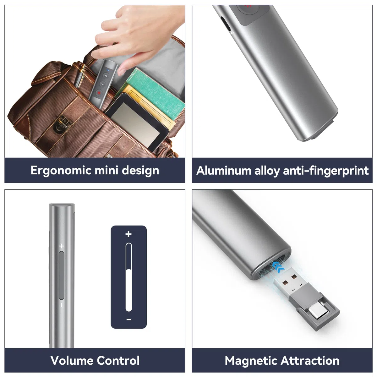PowerPoint Pointeur de présentation sans fil 2,4 GHz USB-C Télécommande de présentation Pointeur de présentation pour Windows Mac Linux