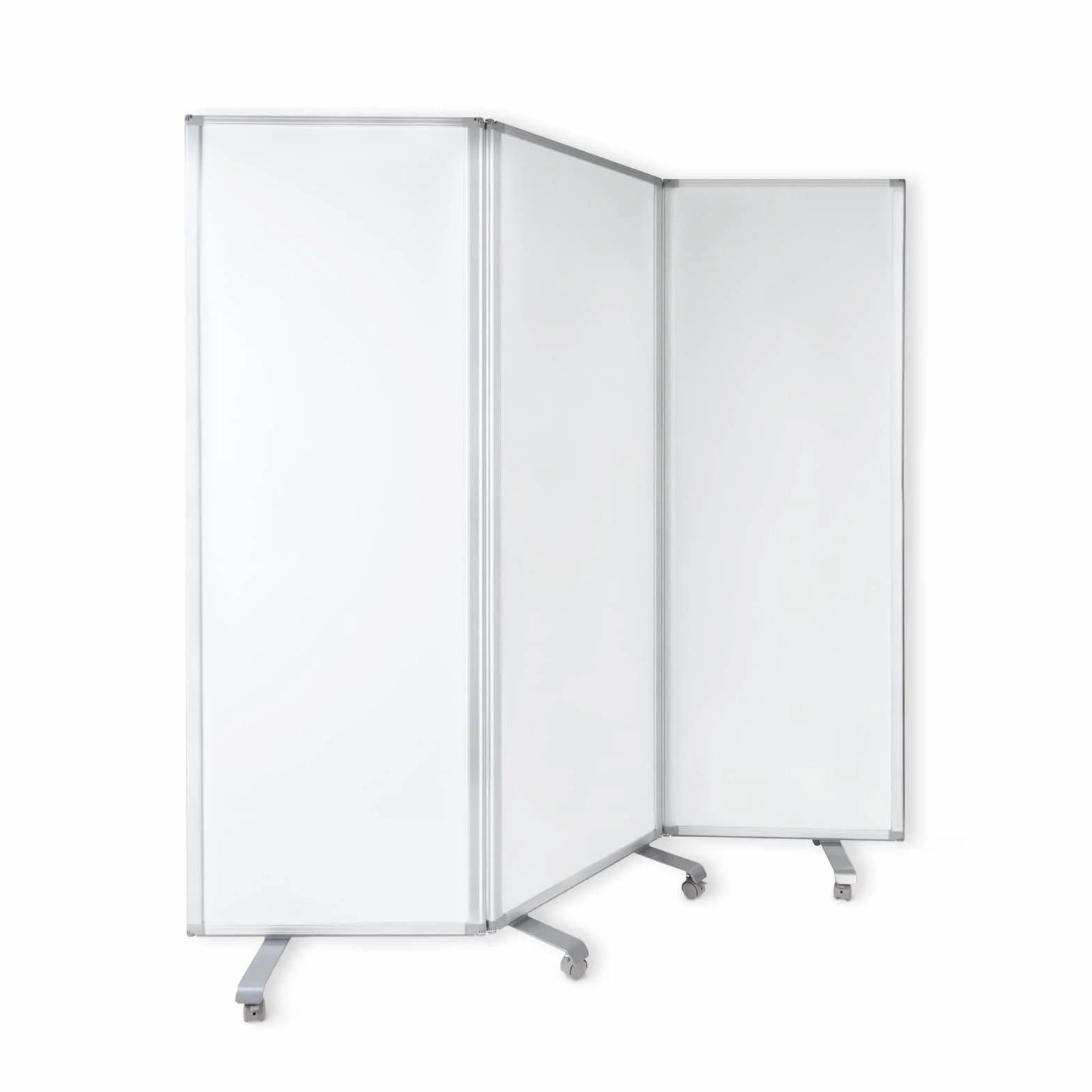 MOB Tableau blanc magnétique et pliable, Tableau aimanté sur pied pour mur de séparation de pièce - Tableau d'affichage avec roulettes verrouillables - Utilisable double face (180 x 180 cm)