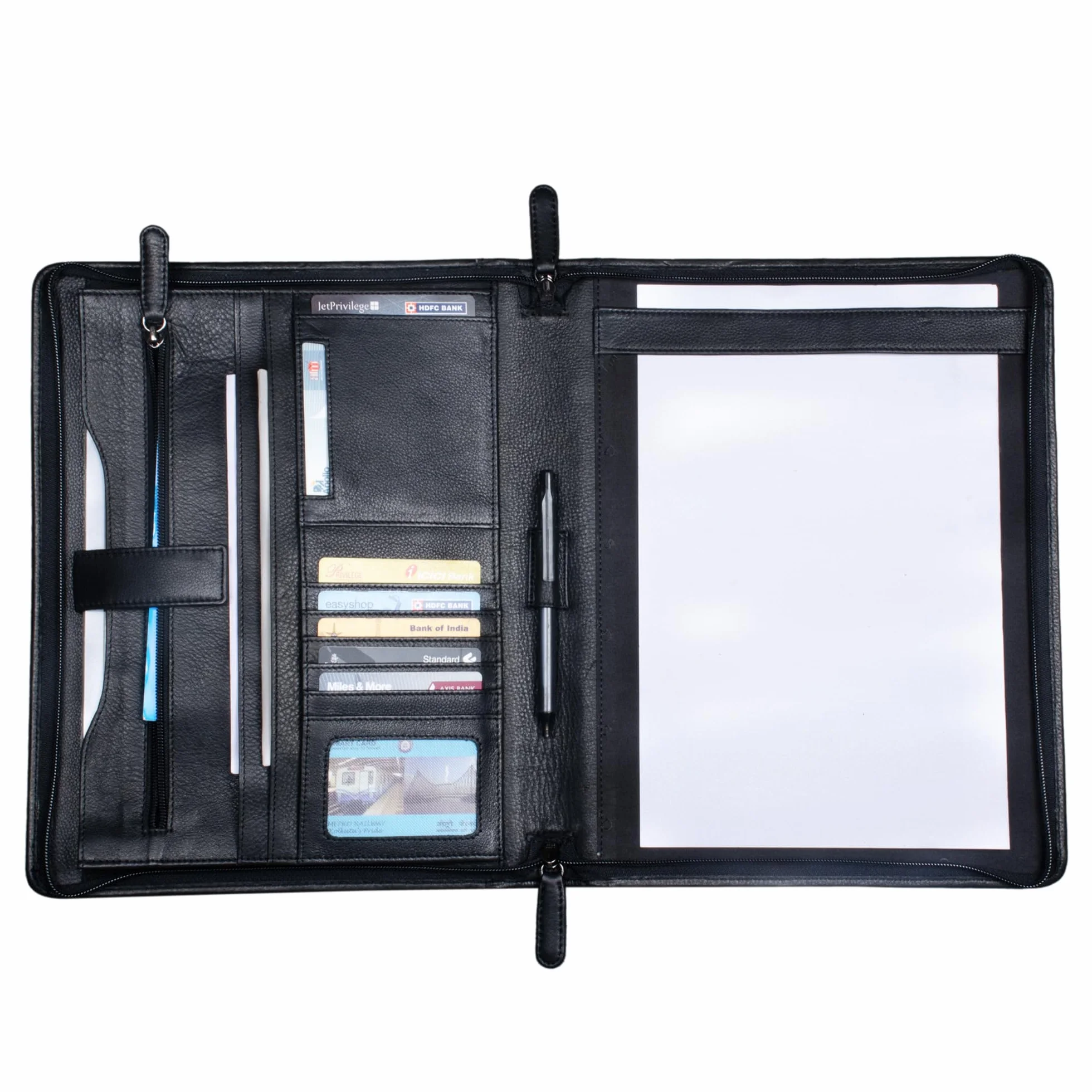 Scott Porte-Documents Cuir Vintage A4 12,2 Pouces Organiseur Fermeture éclair Noir