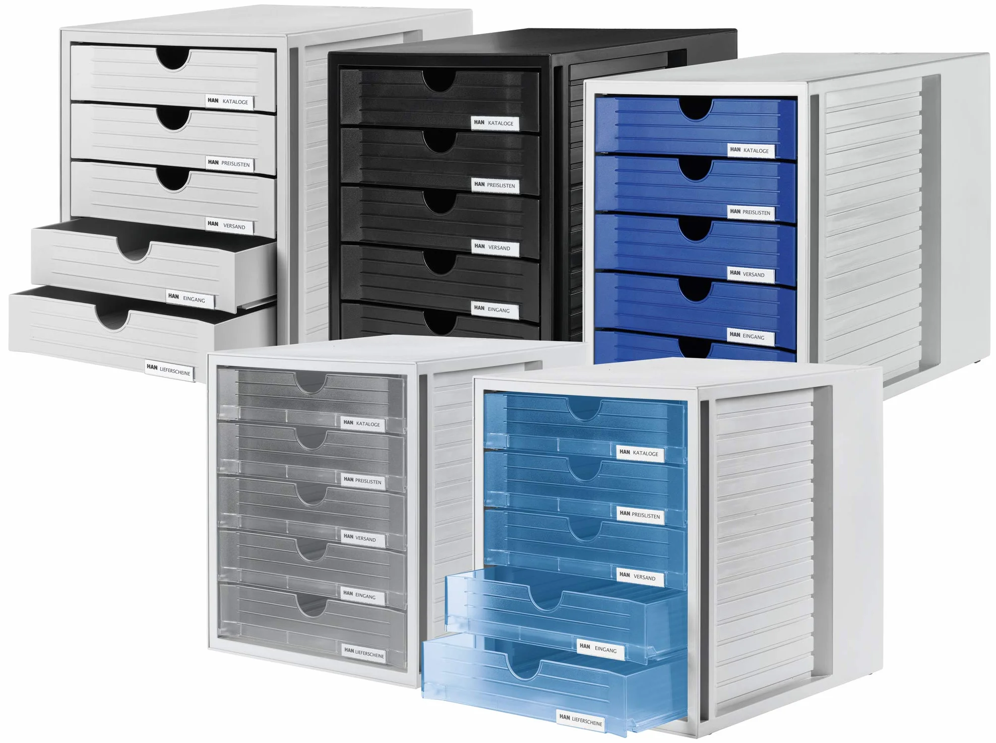 HAN 1450-14 Module de rangement 5 tiroirs fermés pour C4, PS 275 x 320 x 330 mm (Gris clair/bleu) (Import Allemagne)