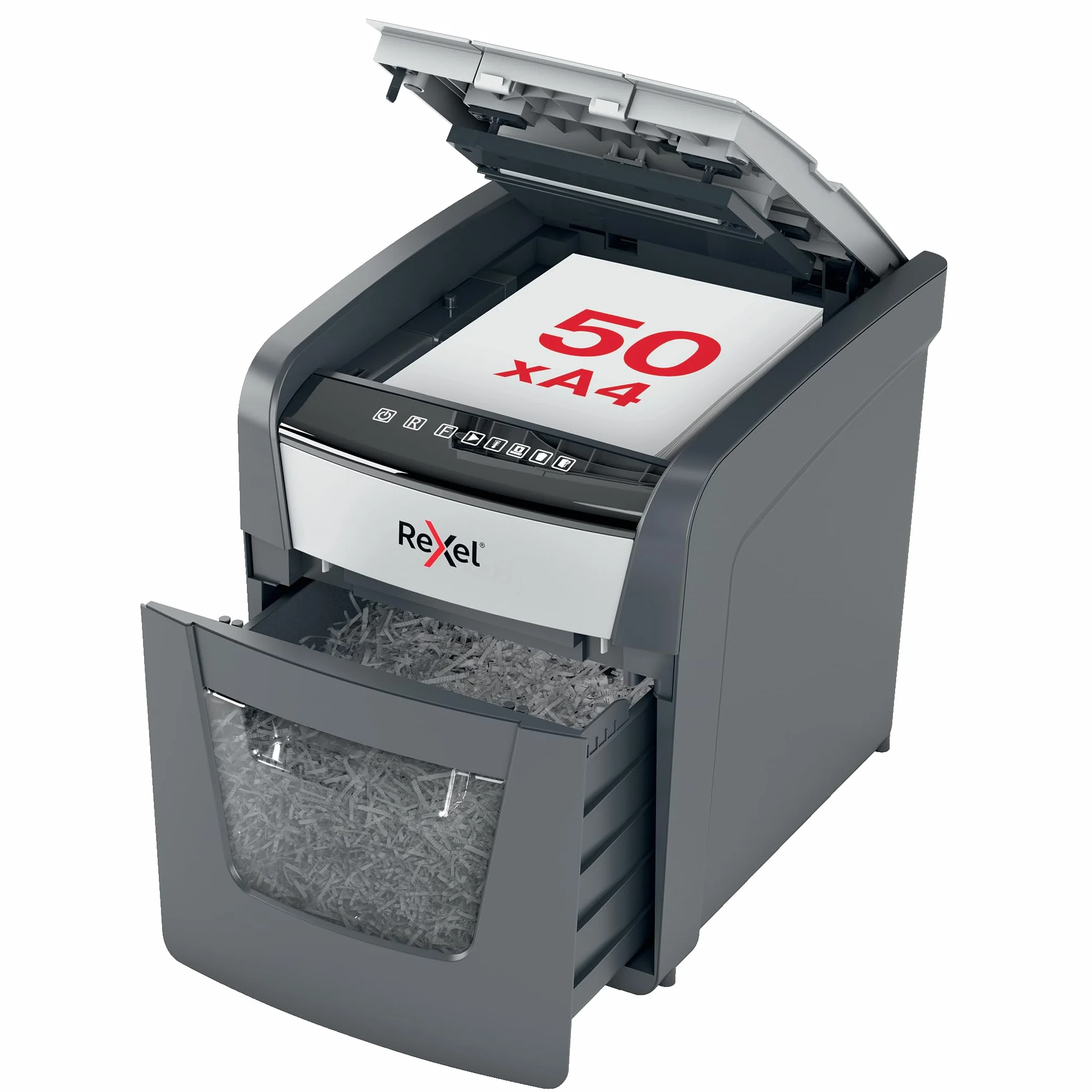 Rexel Destructeur de documents AutoFeed Hybride 50 feuilles Coupe croisée P4 20L 2020050XEU