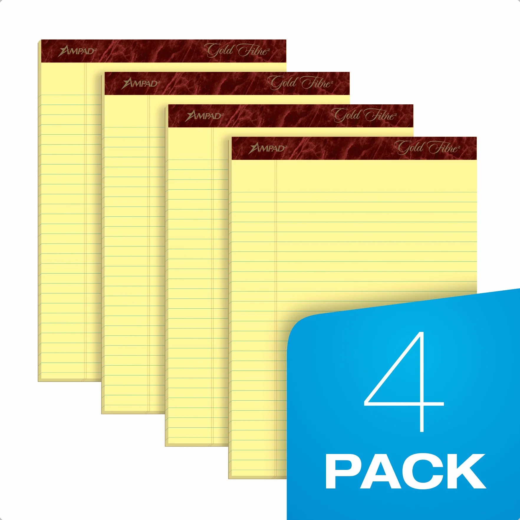 Ampad Esselte Corporation Lot de 4 blocs perforés légal 50 feuilles 21,6 x 29,9 cm canari