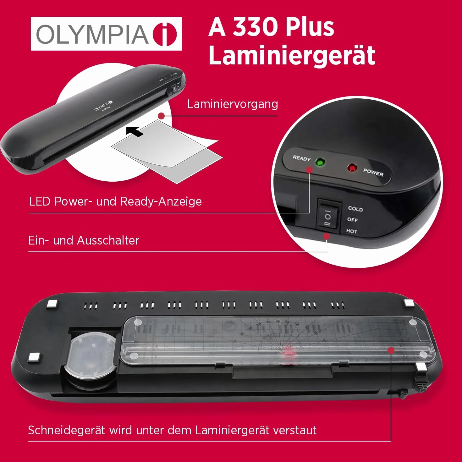 Olympia A 330 Plus Plastifieuse 4 en 1 Noir