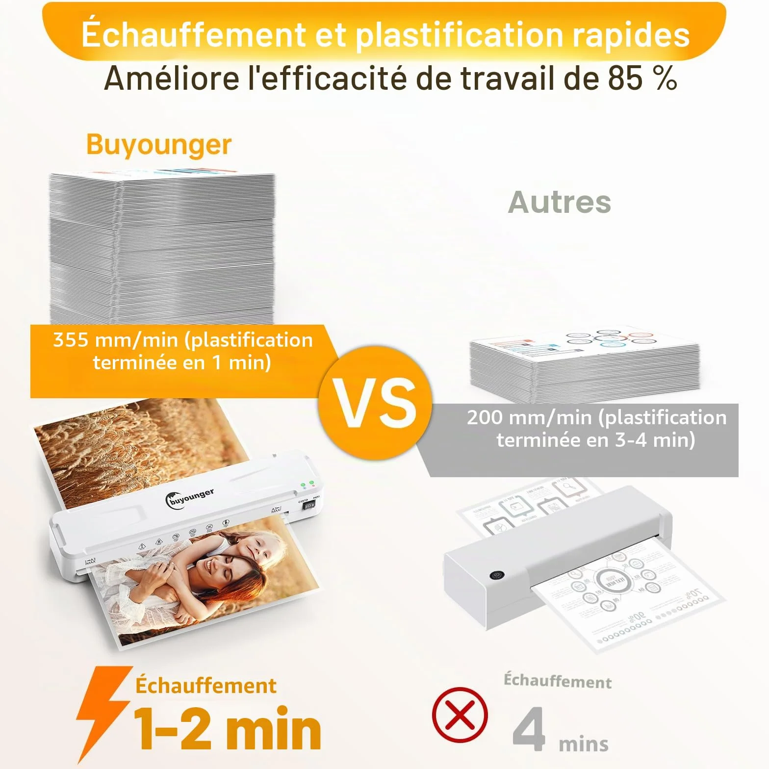 Plastifieuse A3 Chaud Froid 5 en 1 avec Coupe-papier Arrondisseur d'angle, 30 Pochettes A4/A3/A5/A6, Bureau Maison École
