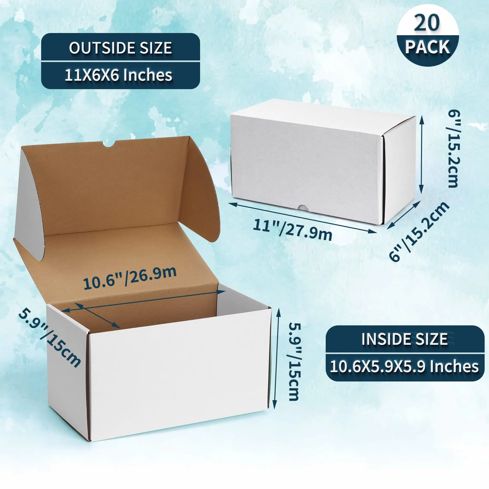 Boîte en Carton Blanche 28x15.3x15.3 cm Lot de 20 Carton d'Expédition