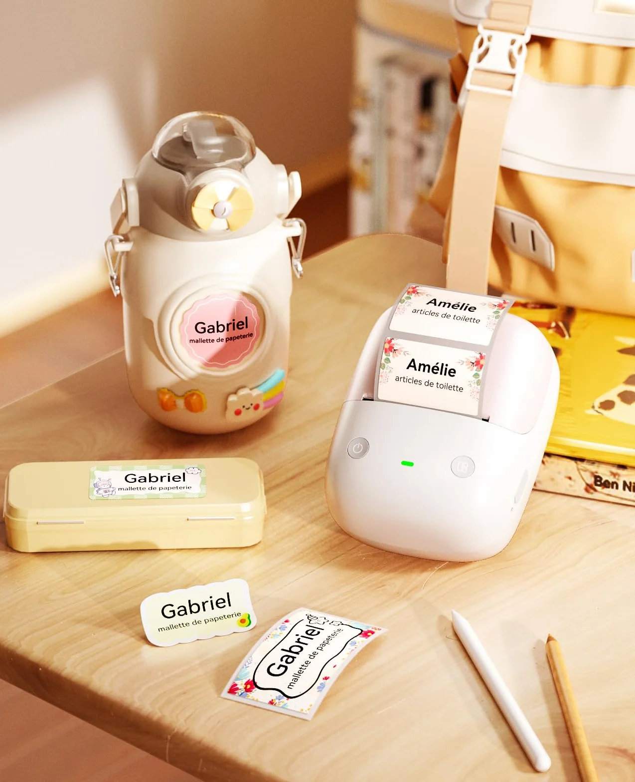 NIIMBOT B2 Étiqueteuse Portable Thermique sans Encre, Impression Hors Ligne, 50x30mm, Beige Abricot