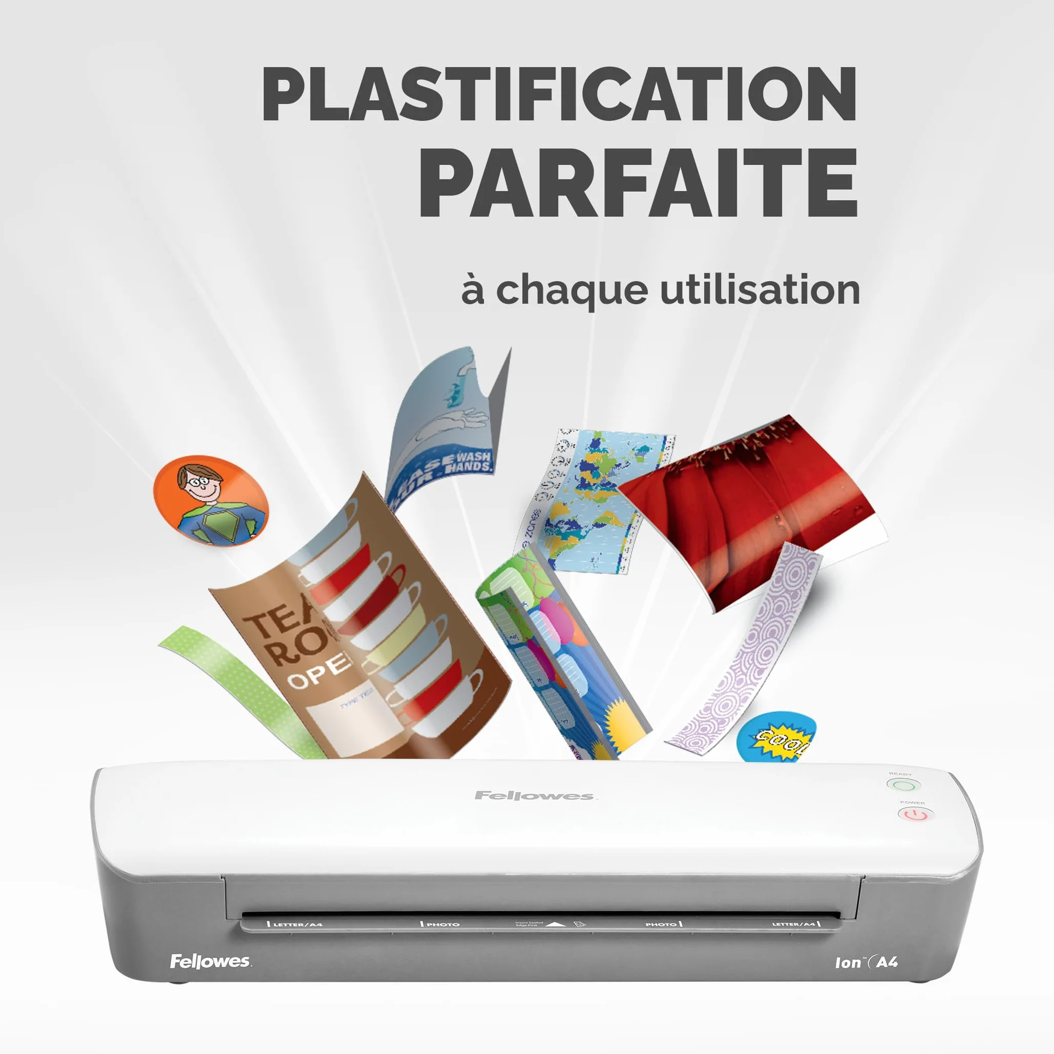Fellowes Plastifieuse Ion A4 125 microns 30cm/min Blanc Gris