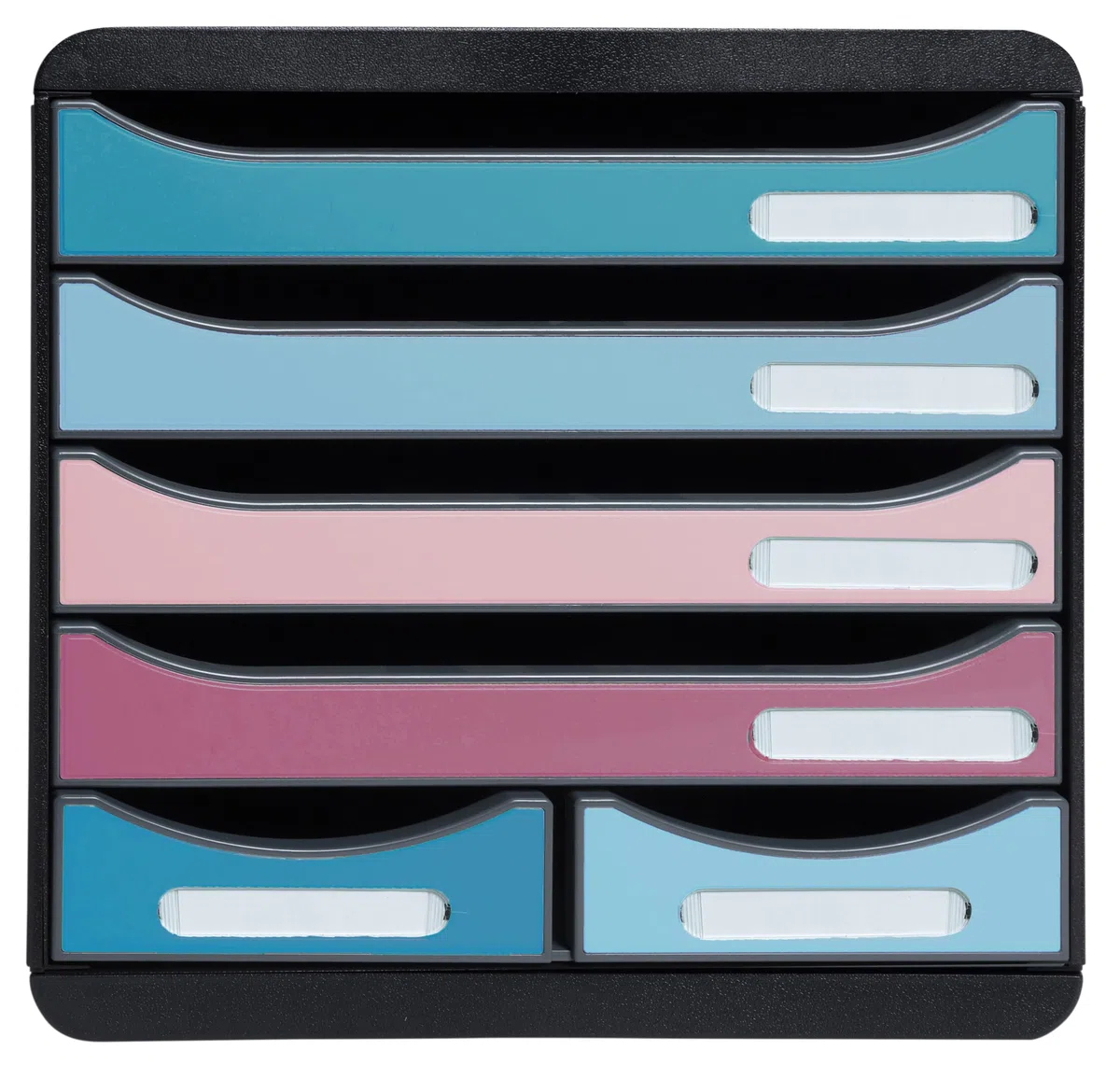 Exacompta - Réf. 312606D - BIG-BOX maxi Skandi - 1 Caisson 4 tiroirs pour document A4+ et 2 petits tiroirs pour ranger des ustensiles de bureau - Dimensions extérieures : P 34,7 x l 27,8 x H 27,1 cm