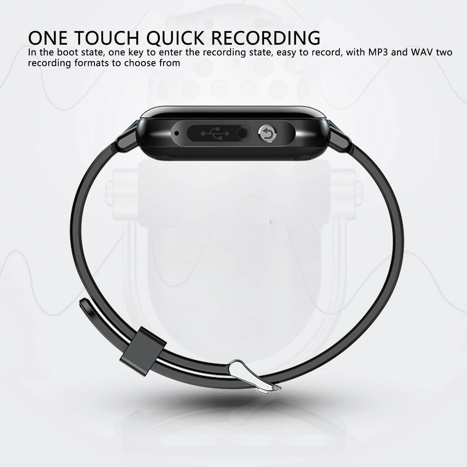 Montre Enregistreur Intelligente Vocale Bluetooth 4.2 avec Lecture MP3 HiFi et Police Blanche