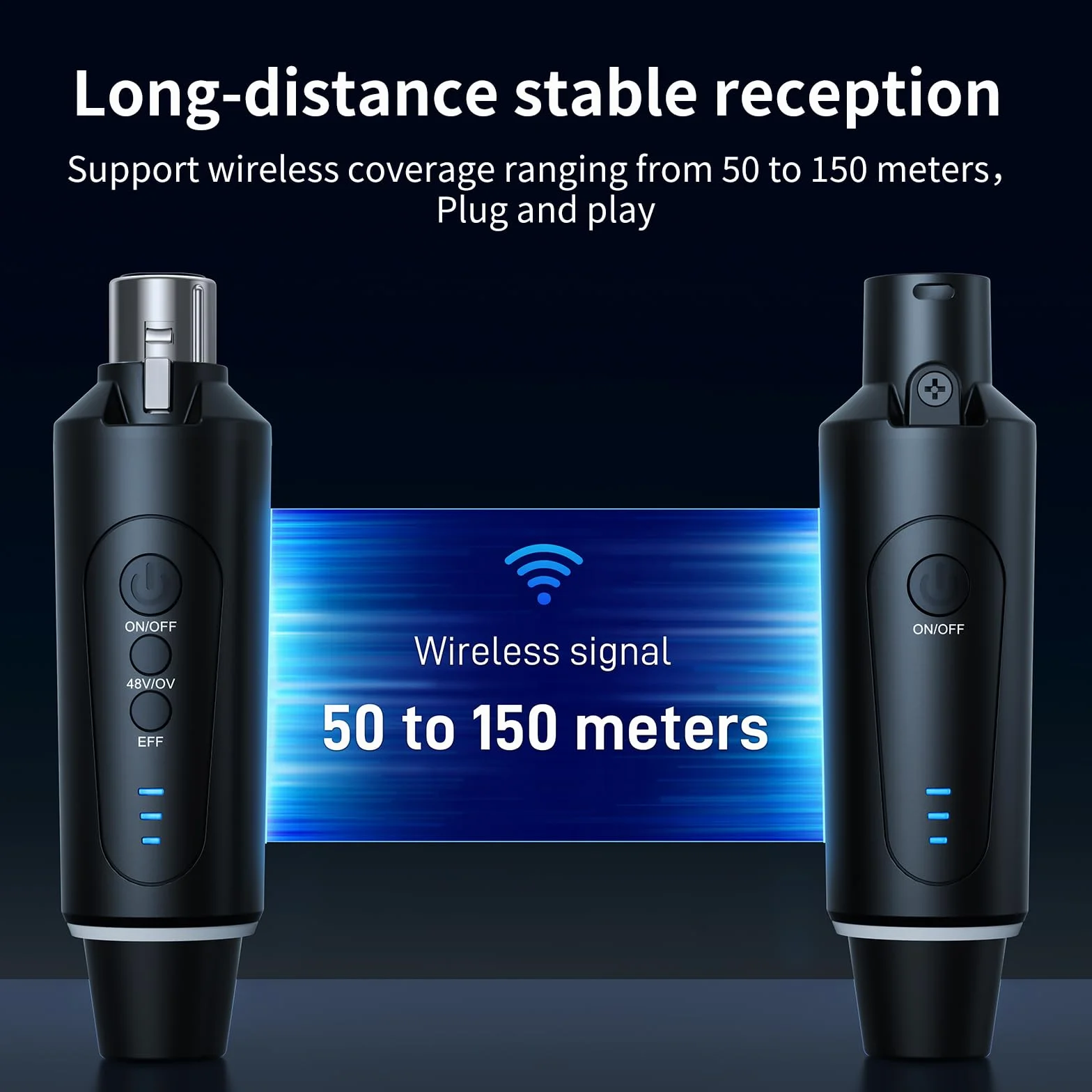 Microphone sans fil XLR 2,4 GHz émetteur récepteur 1 à 1 pour microphone dynamique et à condensateur 50-100 m