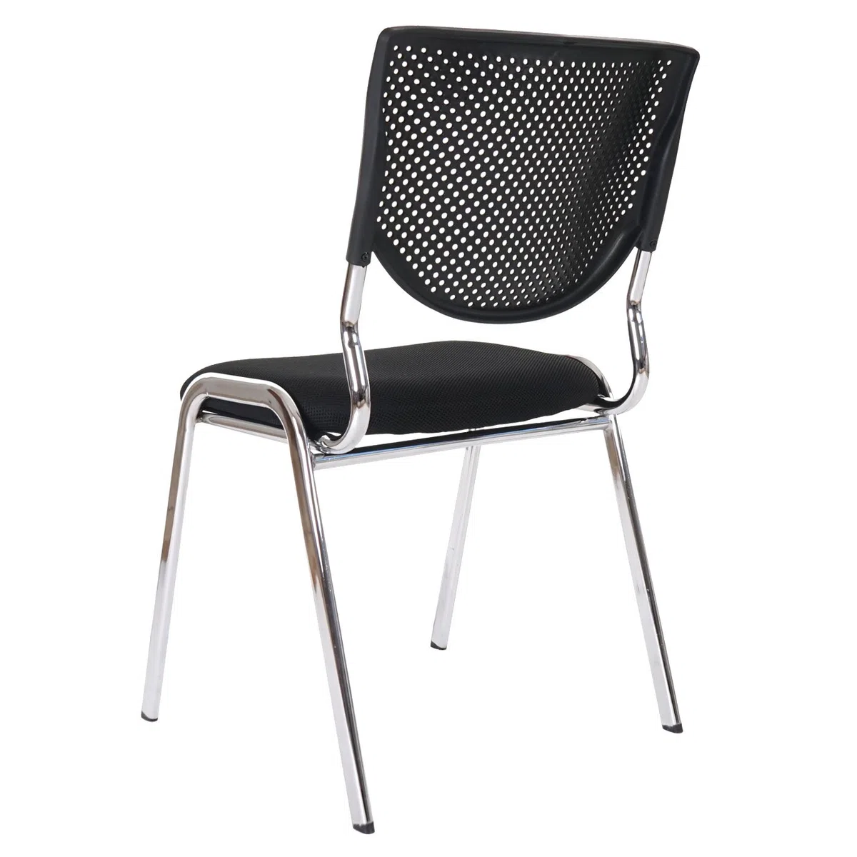 Mendler 2 x Chaise Visiteur T401 empilable Tissu siège Noir Pieds chromés