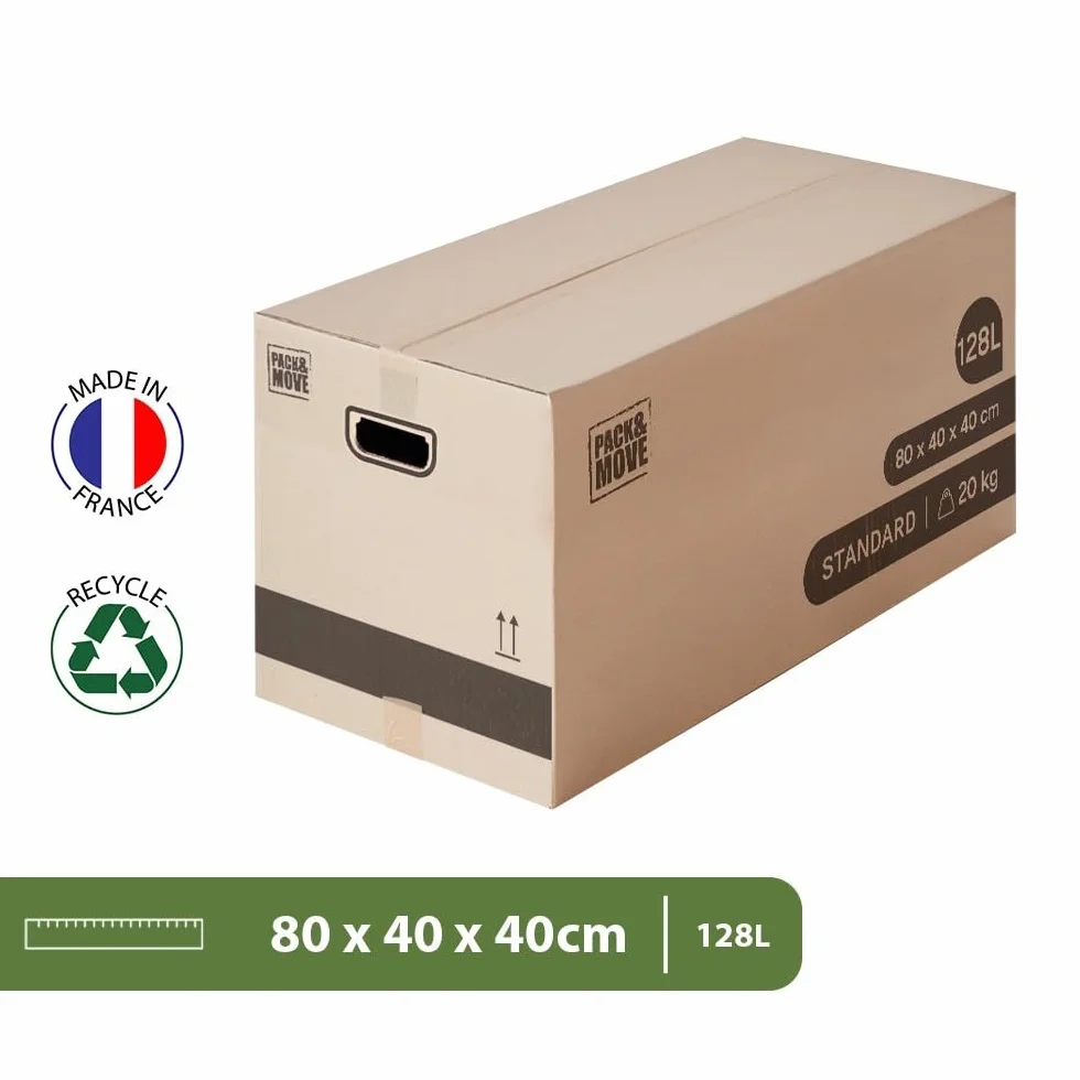 Cartons déménagement stockage XL 80 x 40 x 40 cm Poignées renforcées Lot 10