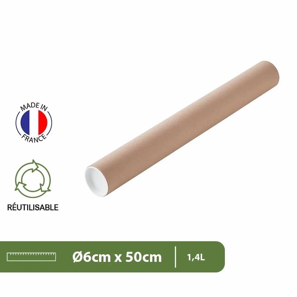Pack and Move Lot 24 tubes expédition emballage ø6 x 50 cm pour affiche poster avec capuchon