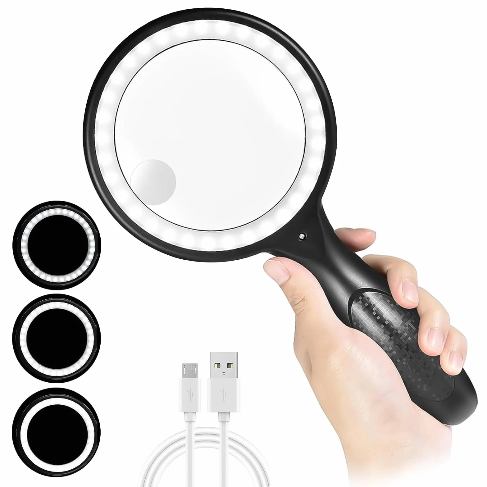 Loupe de Lecture 60X 30X 33LED USB Rechargeable avec Lumière 3 Modes