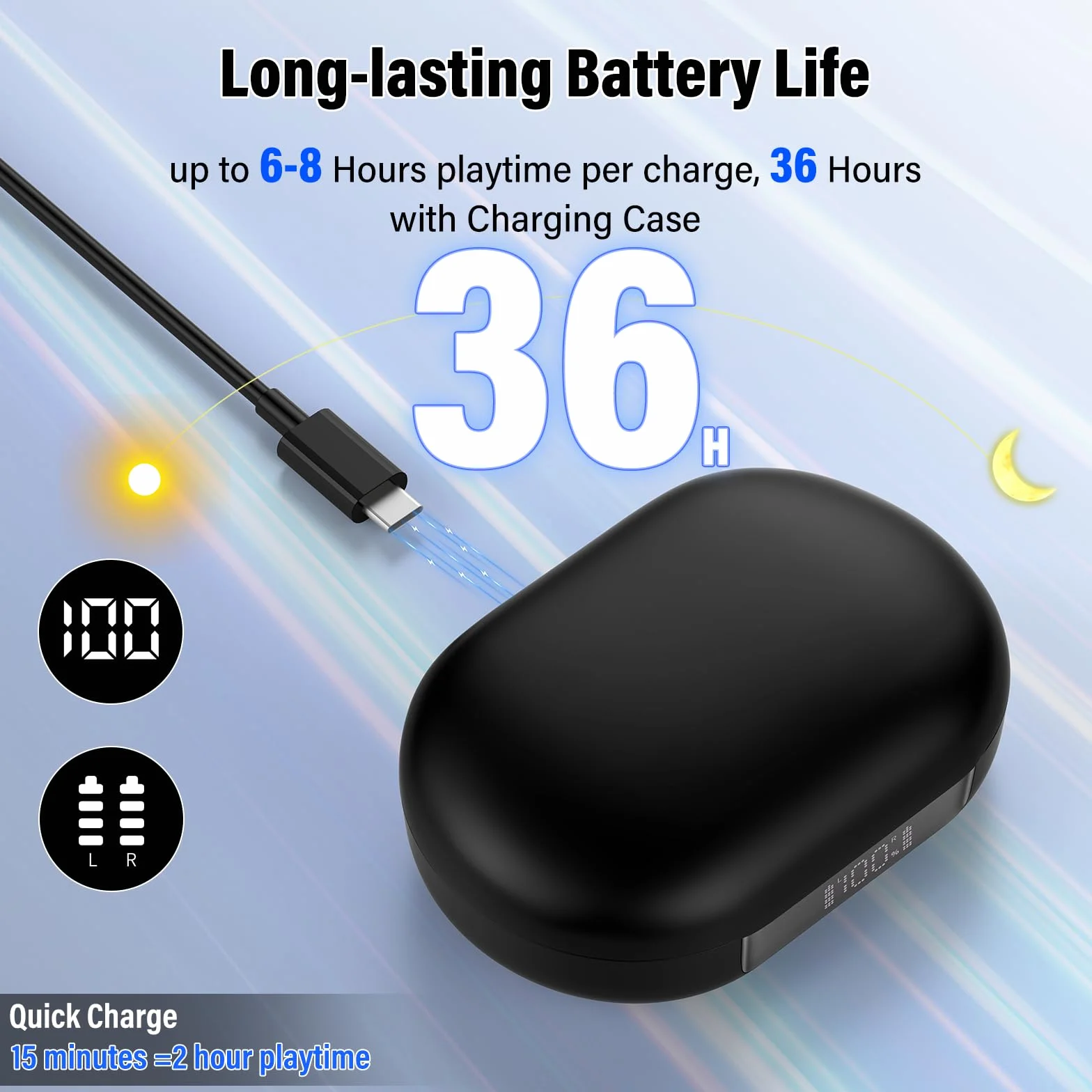 STECEi Écouteur Traducteur Instantané Bluetooth 5.4 sans Fil 164 Langues 40 Heure 3 en 1 AI Traduction Vocale Noir Profond