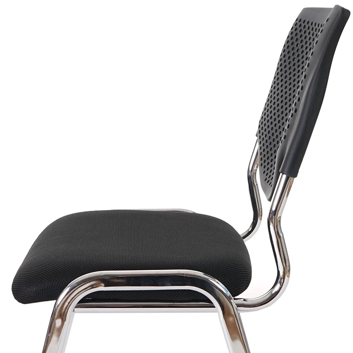 Mendler 2 x Chaise Visiteur T401 empilable Tissu siège Noir Pieds chromés