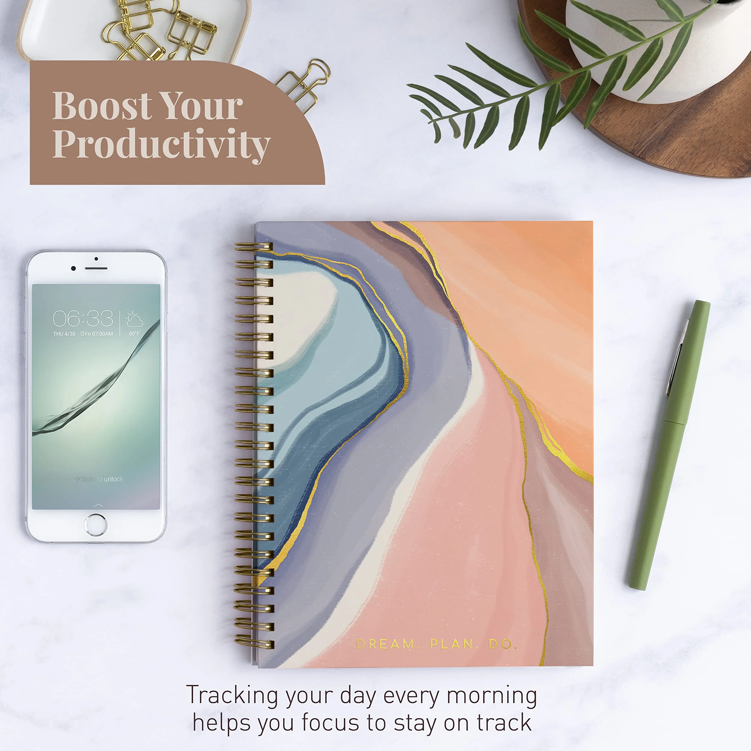Agenda Pour Femme Daily Planner A5 160 Pages Non Datées Journal Fitness Planification Repas 20 cm x 15 cm