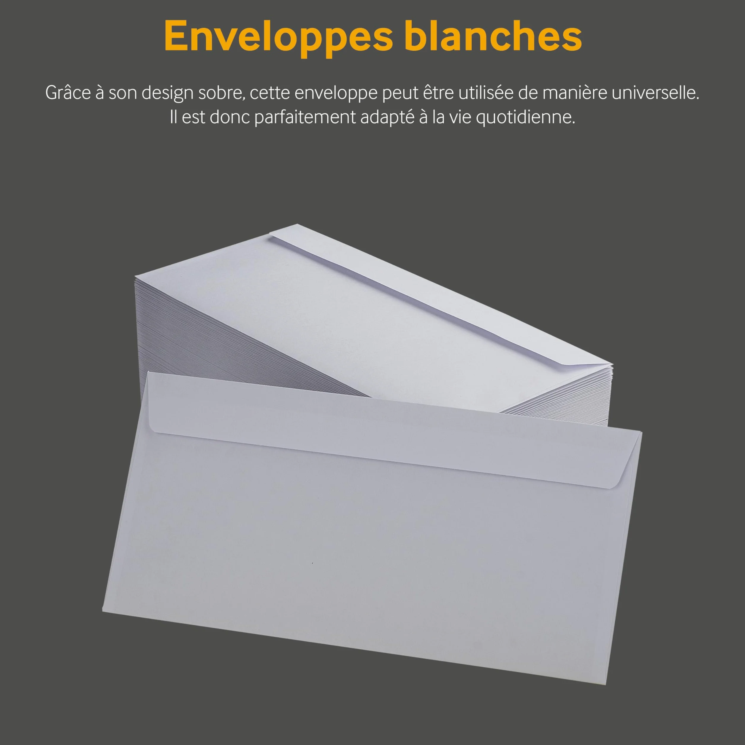 Enveloppes Blanches DL 110x220 mm 80 g/m² Rabat Droit Fermeture Adhésive Sans Fenêtre 24